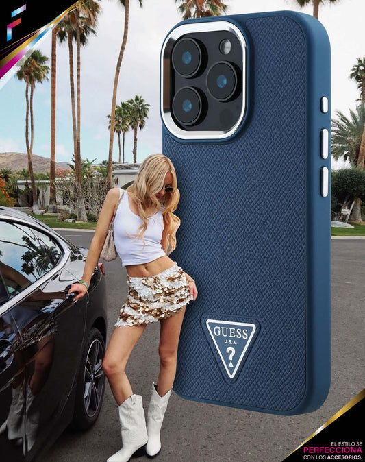 Case Guess Saffiano Triángulo para iPhone 16 Pro Max – Estilo y Protección