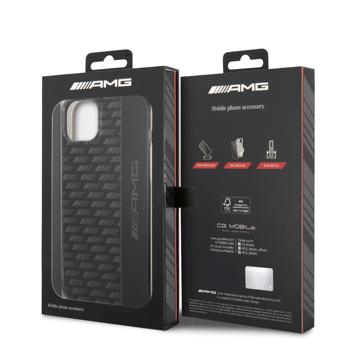 Funda AMG con Patrón Gris para iPhone 14 Plus - Negro | Case Original de Lujo