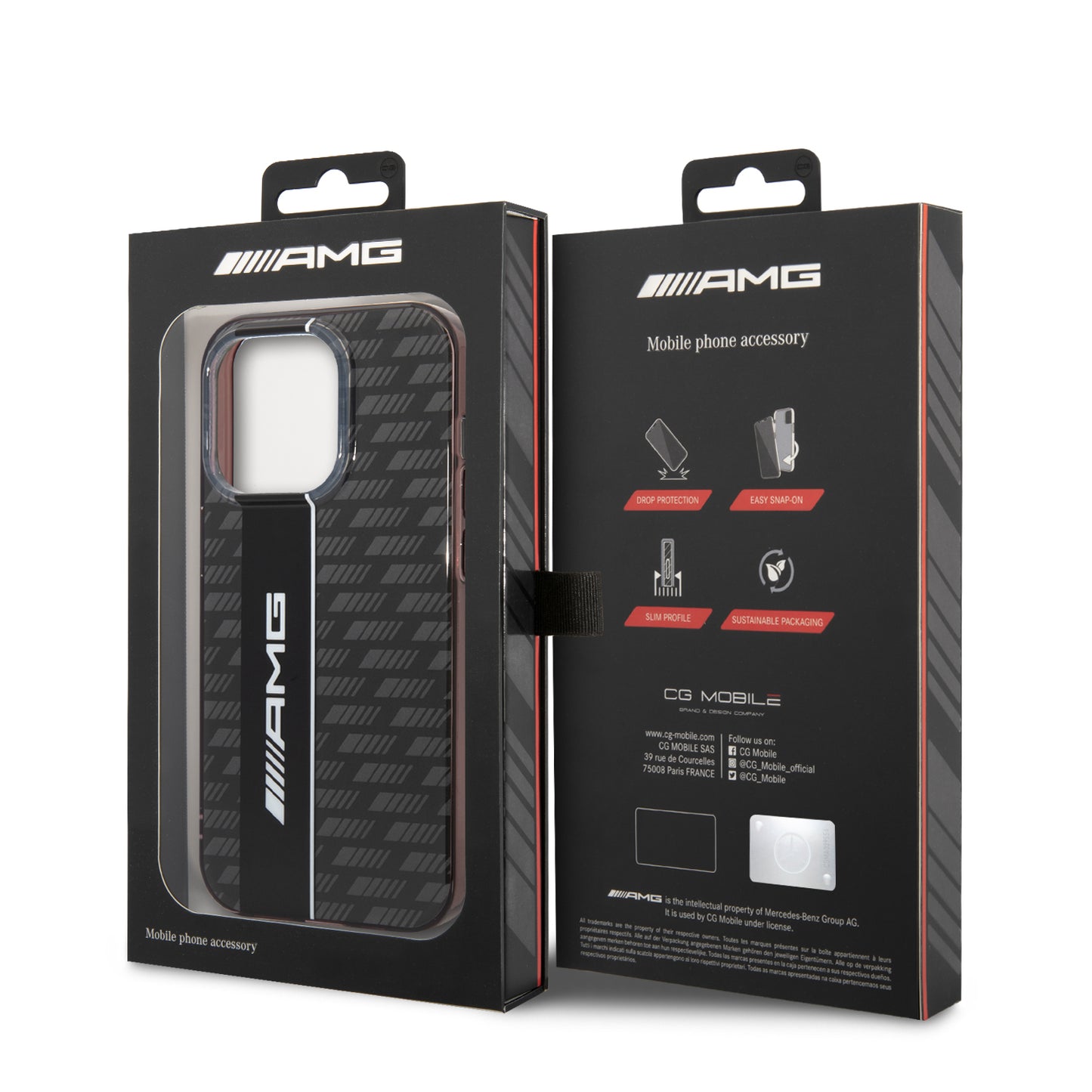 Funda AMG con Patrón Gris para iPhone 14 Pro Max - Negro | Case Original de Lujo