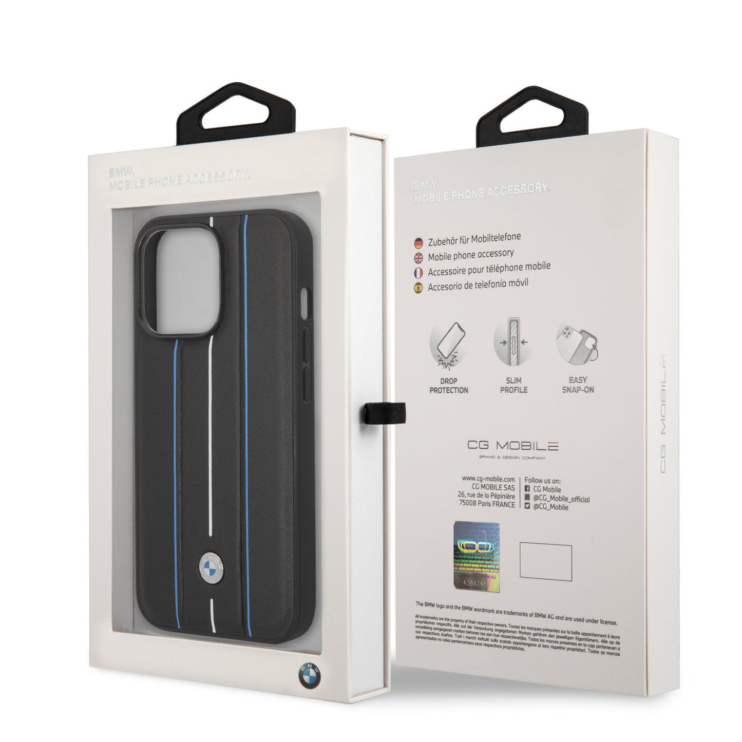 Case BMW Pista para iPhone 14 Pro - Negra | Estilo Deportivo y Protección Premium