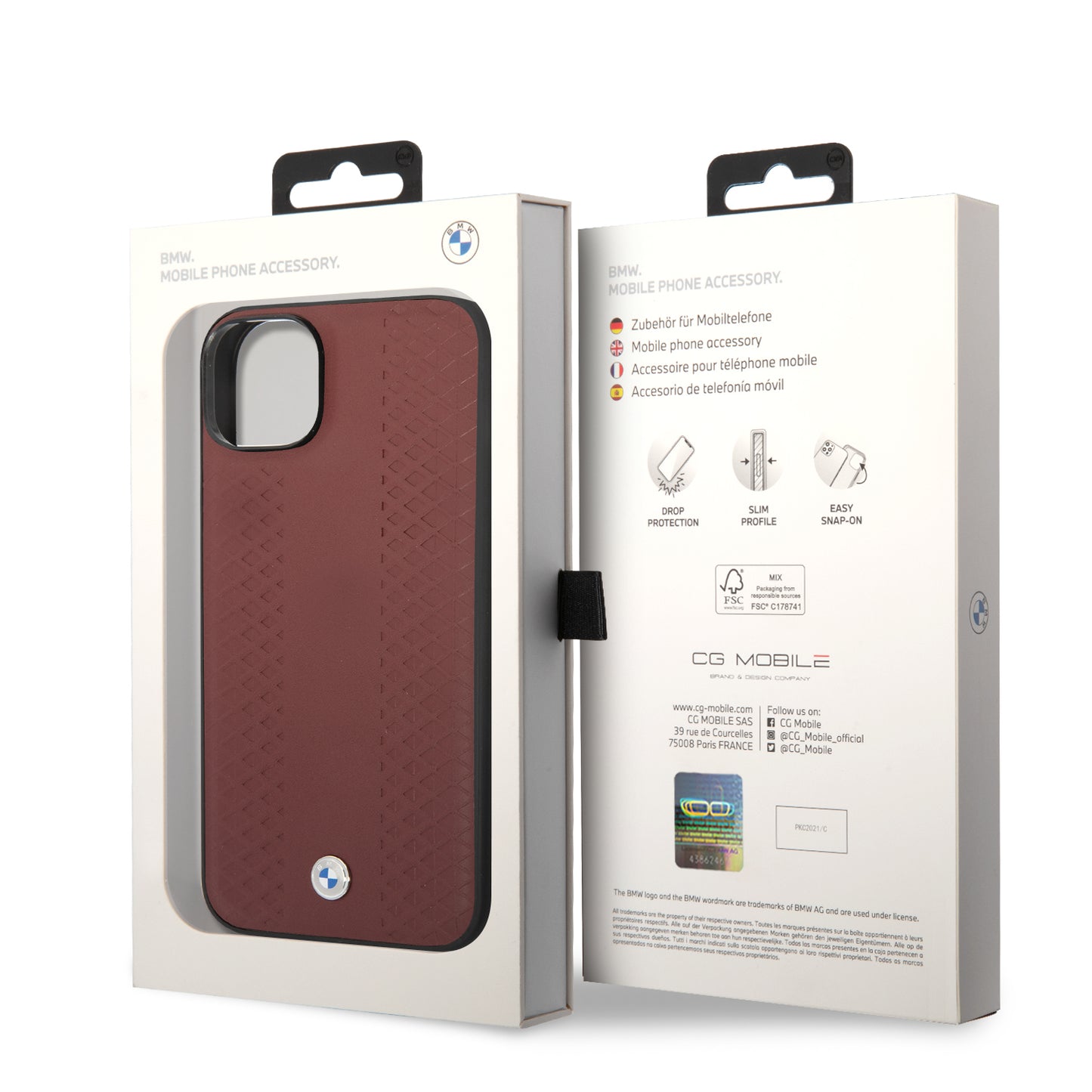 Funda BMW con Patrón de Triángulos para iPhone 14 Plus - Rojo | Case Original de Lujo