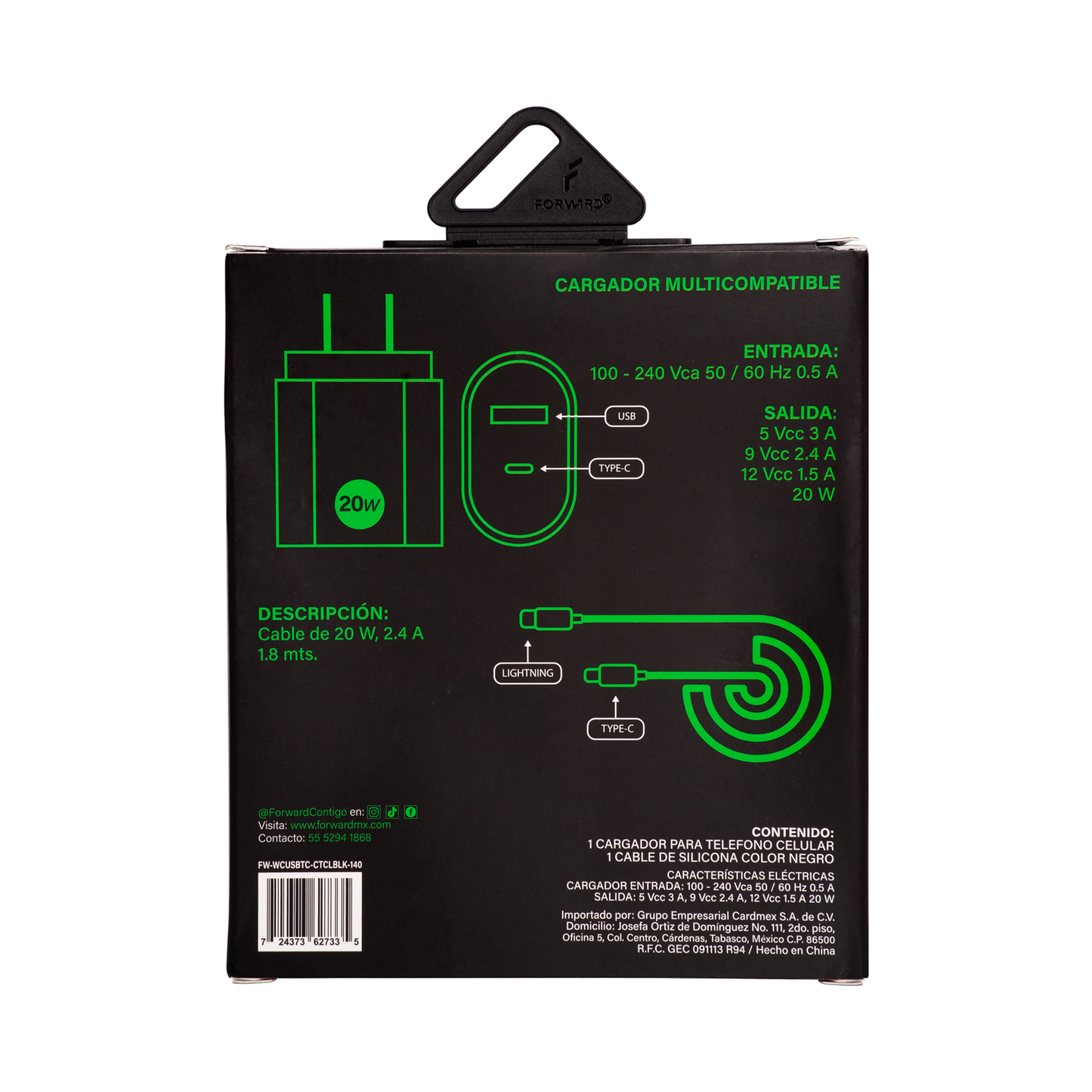 Cargador Forward 20W con Cable Lightning a Tipo C Diseño de Stickers para Caballero