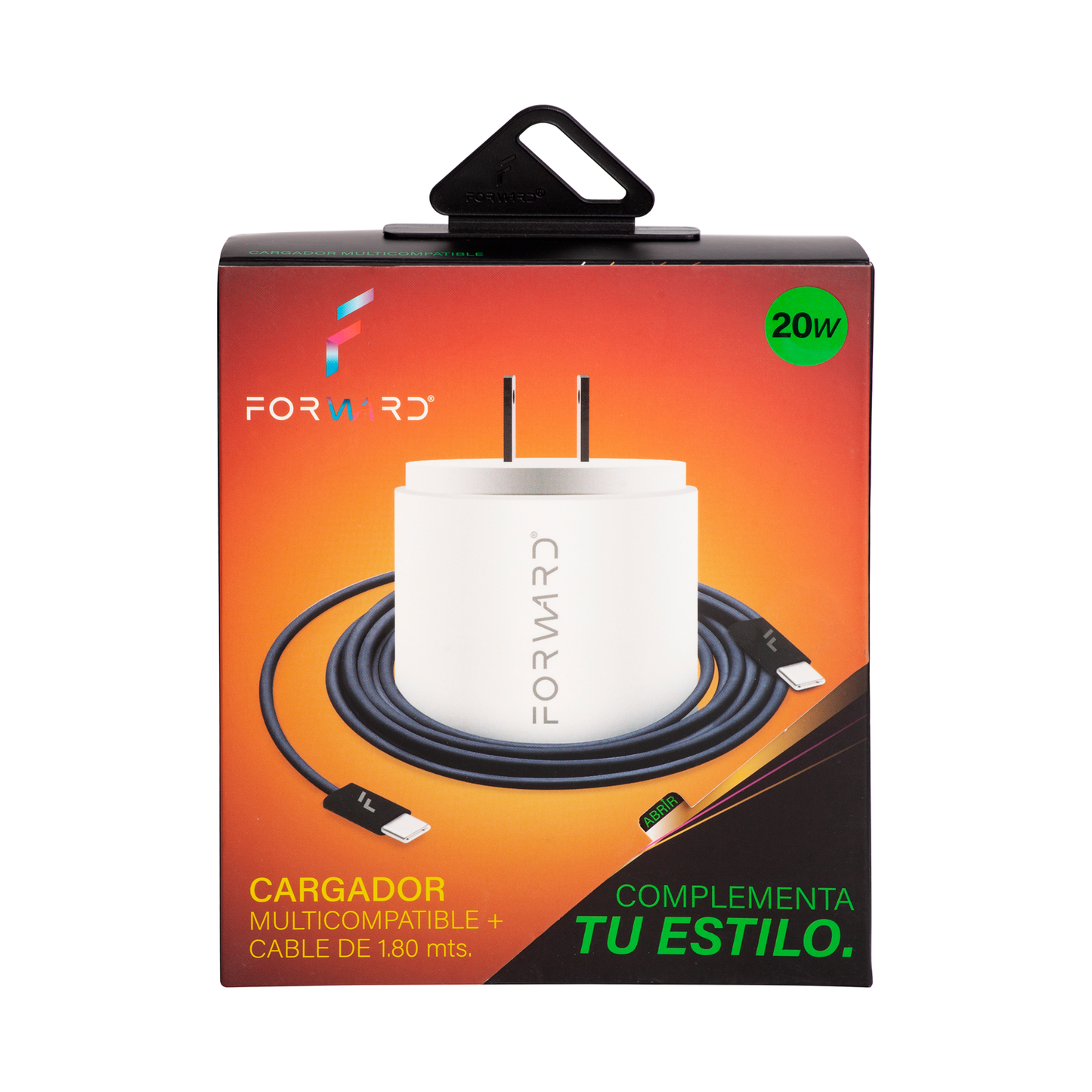 Cargador Forward 20W con Cable Tipo C a Tipo C Diseño de Stickers para Caballero