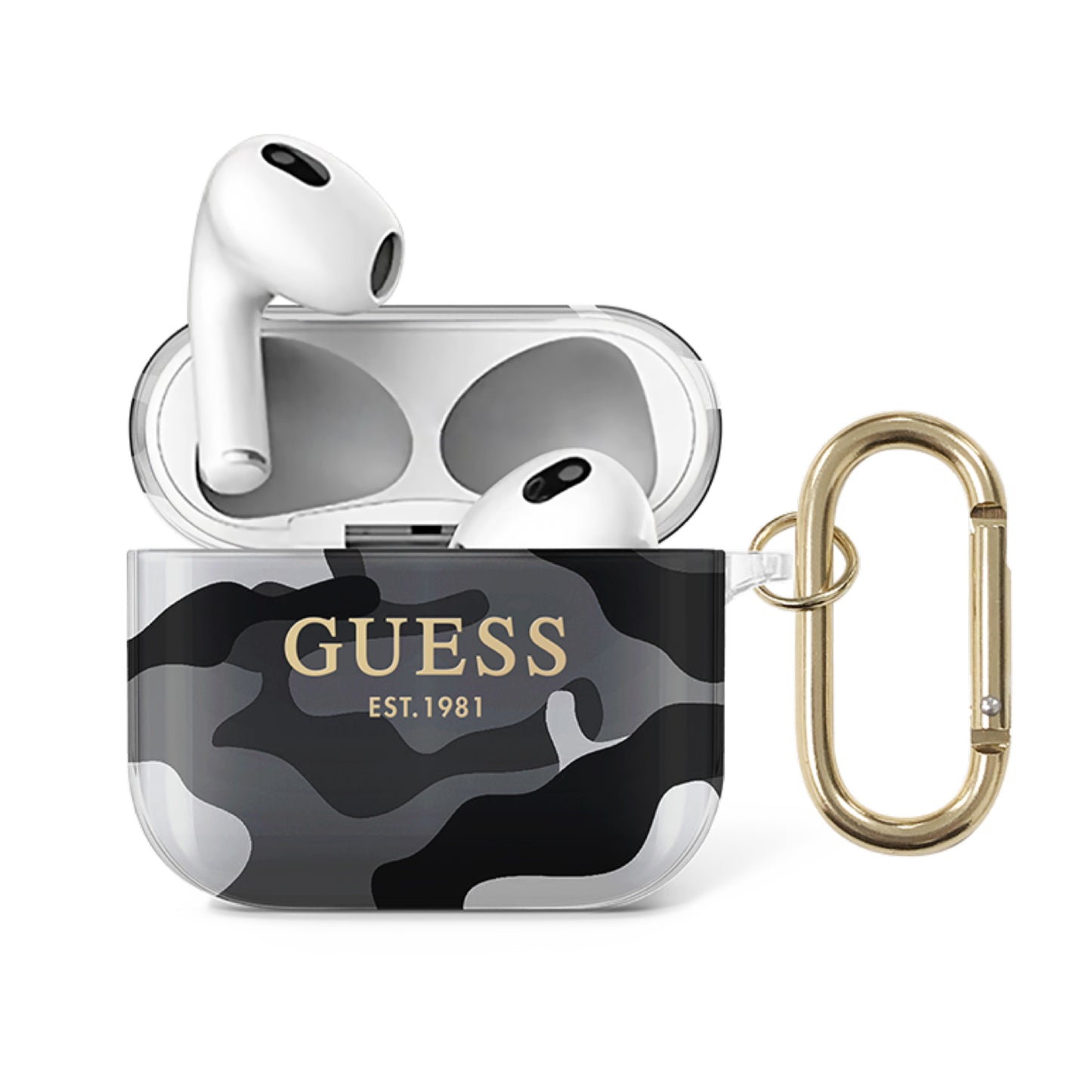 Case Guess Camuflaje Negra TPU para AirPods 3 | Protección Estilo Militar