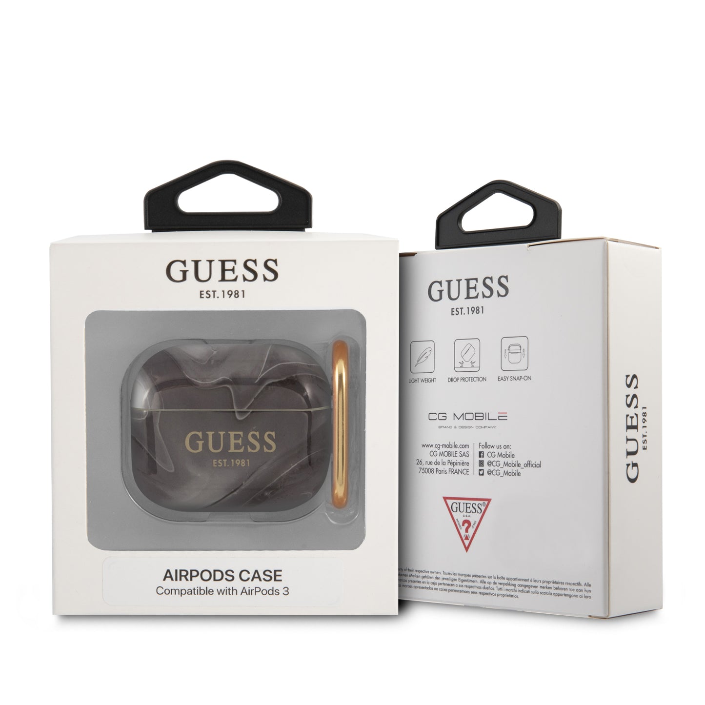 Case Guess TPU Mármol Negro para AirPods 3 | Protección Elegante y Moderna