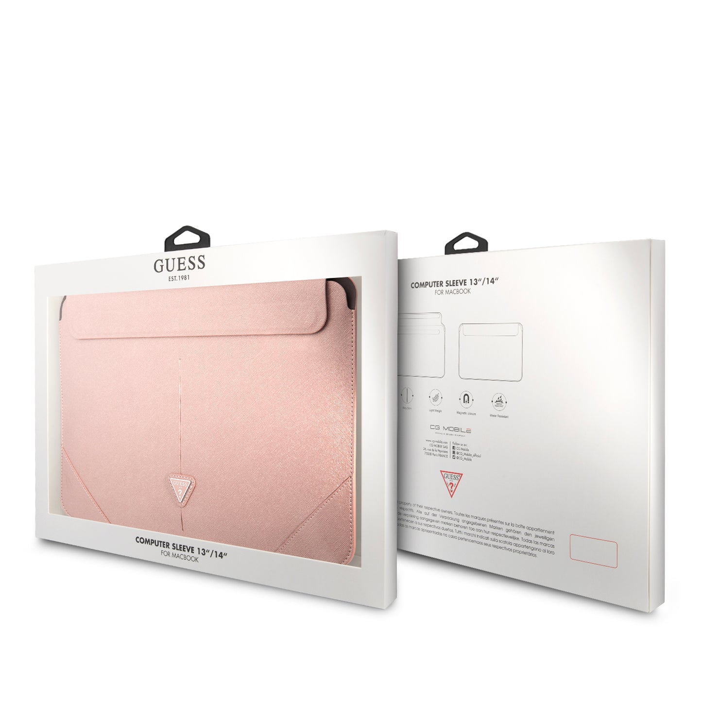 Funda Guess Saffiano Triángulo 14" Rosa para Laptop