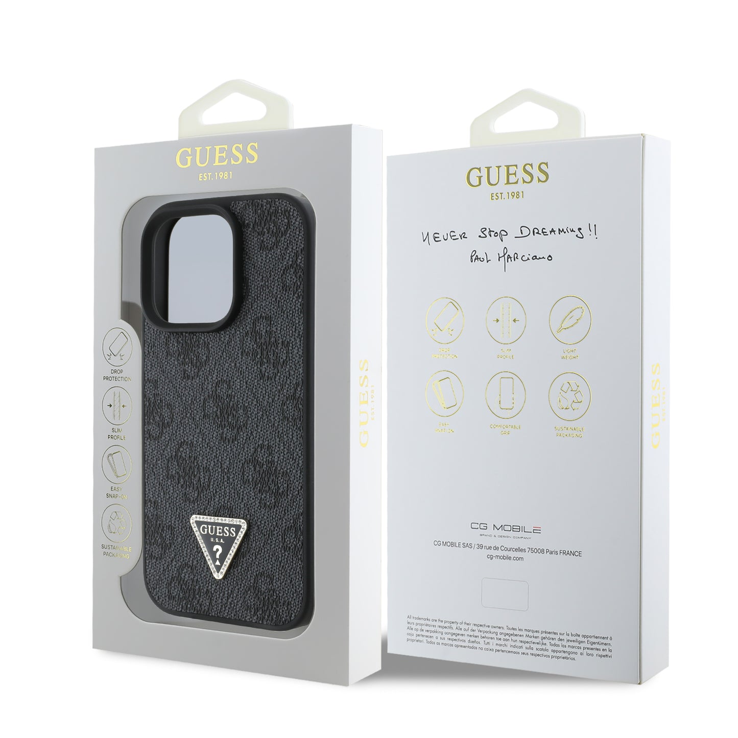 Funda Guess 4G Triángulo MagSafe para iPhone 16 Pro – Negro | Case Original Premium