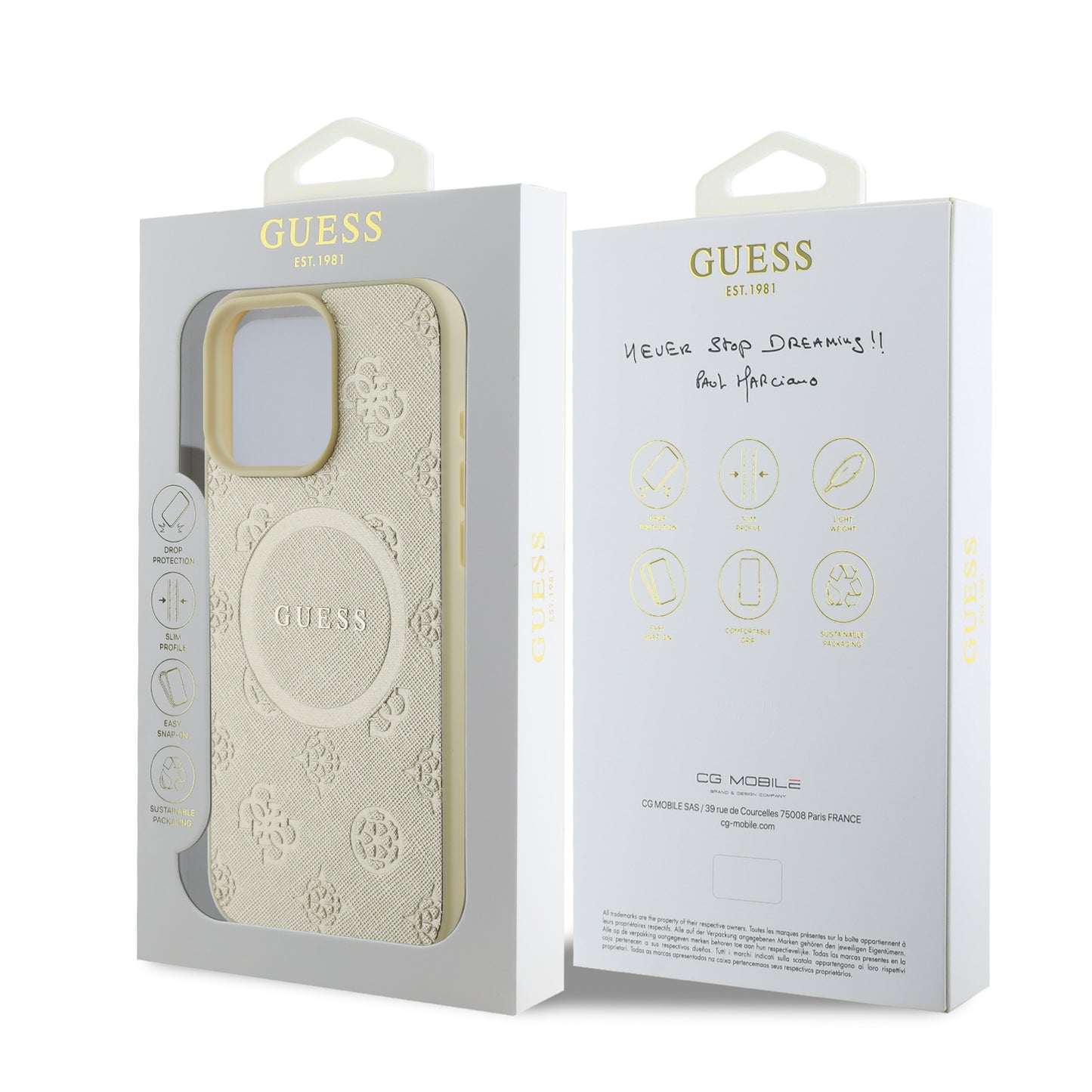 Funda Guess Safiano Peony Dorada para iPhone 16 Pro Max | Original