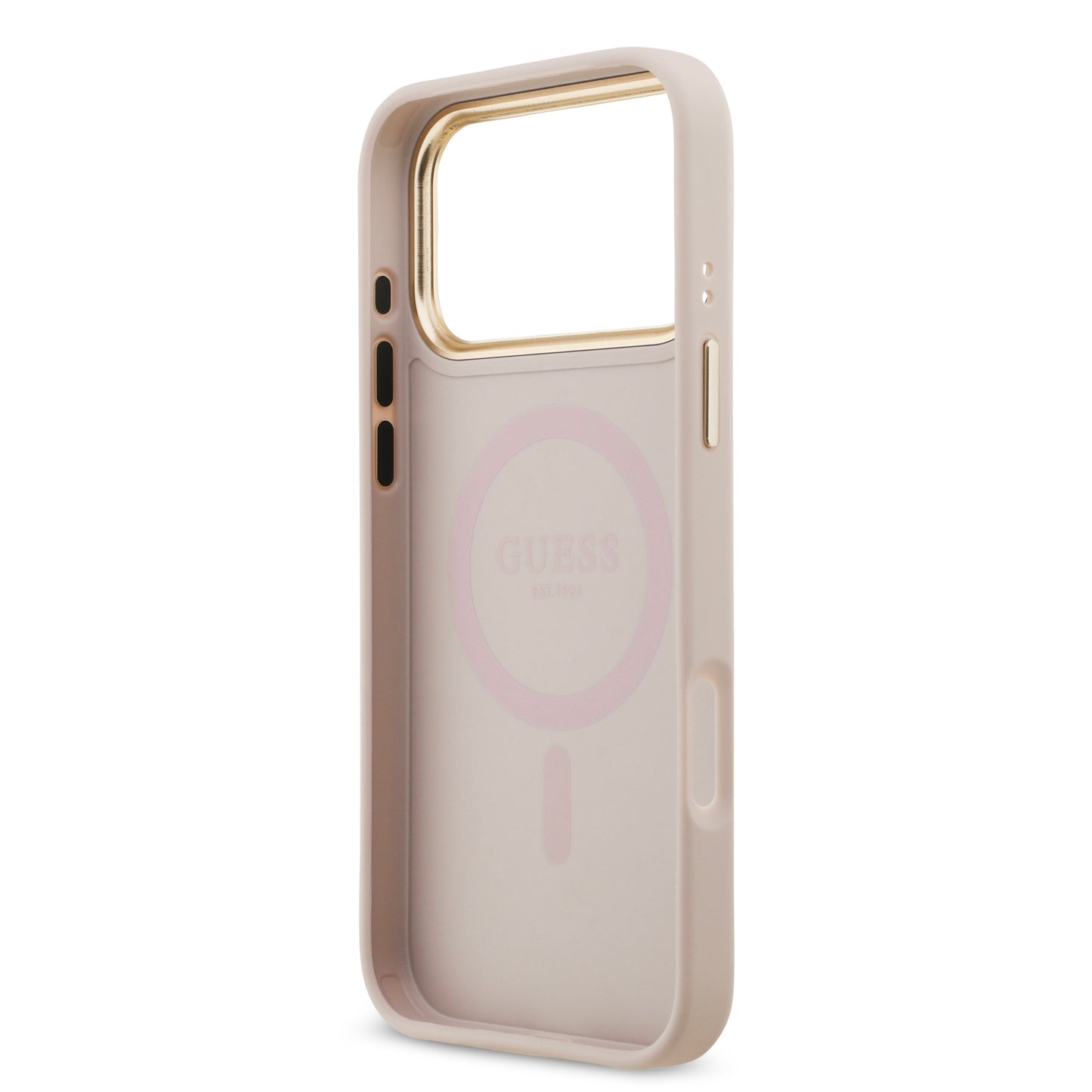 Funda Guess para iPhone 17 Pro Max Rosa – Diseño 4G Leather Metal Hardware