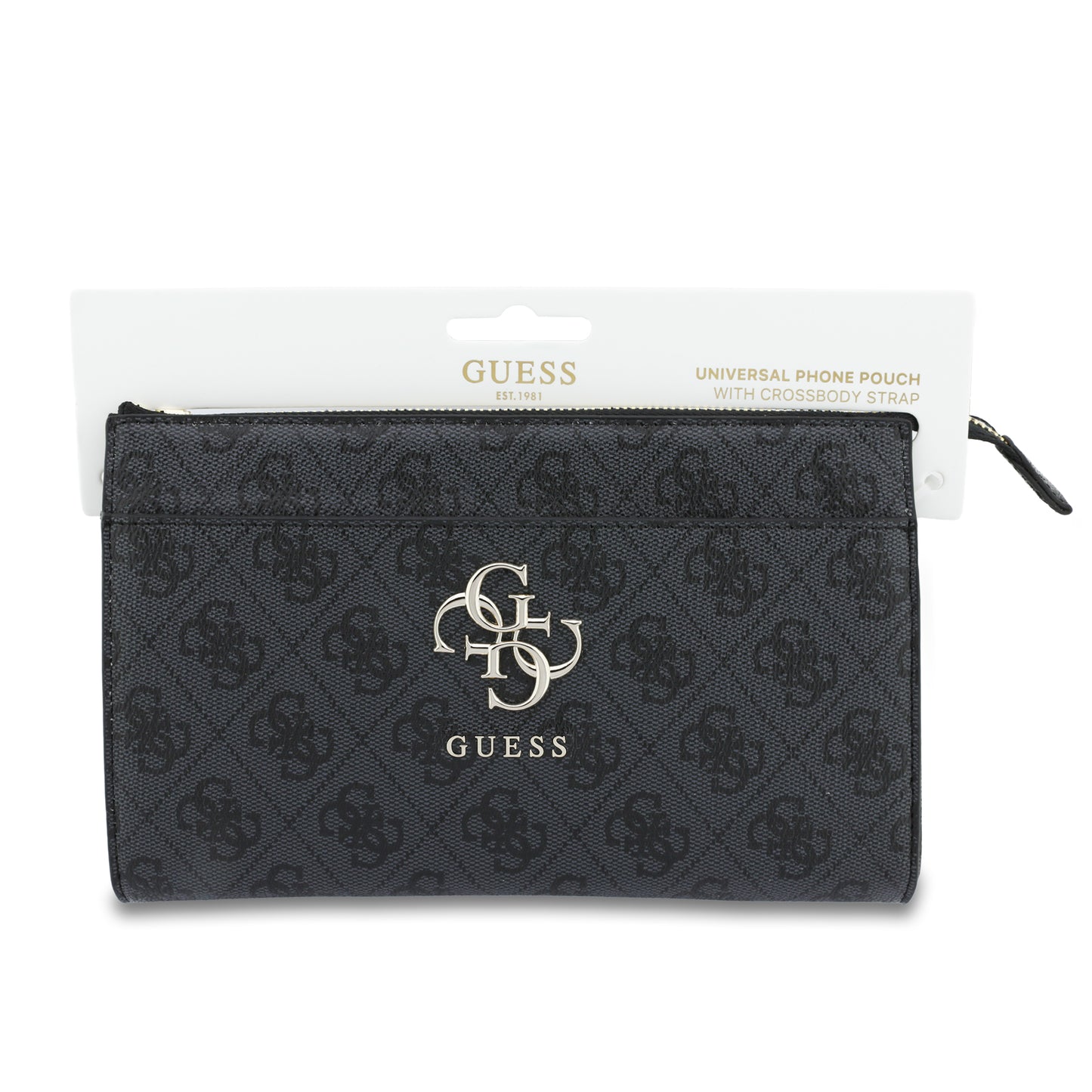 Bolsa para Celular Guess Negra con Logotipo 4G | Phone Pouch de Lujo con Correa Ajustable
