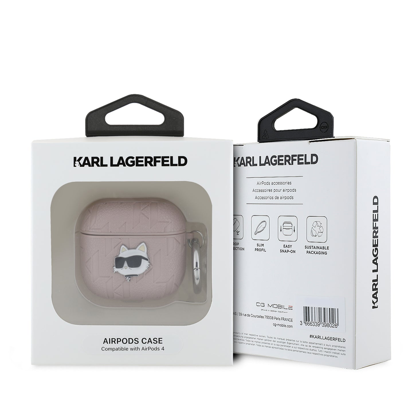 Case Karl Lagerfeld AirPods 4 Rosa Choupette Monograma – Funda Elegante y Protectora