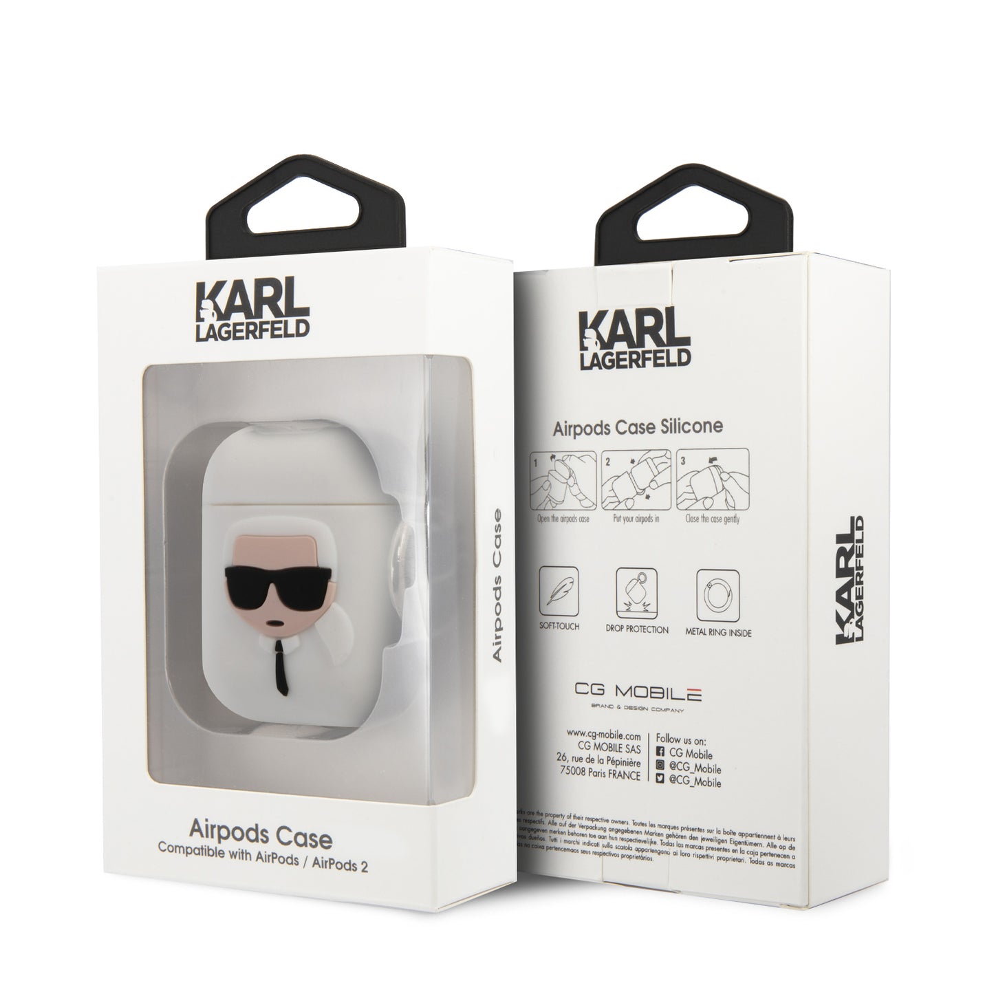 Case Karl Silicon AirPods 1/2 Blanco | Estilo Minimalista y Protección Premium