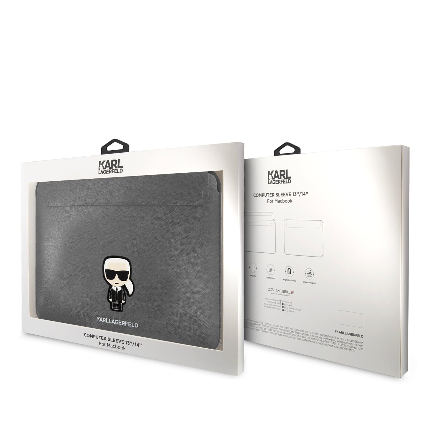 Funda Karl Lagerfeld Safiano Plata para Laptop 14" | Estilo y Protección de Lujo
