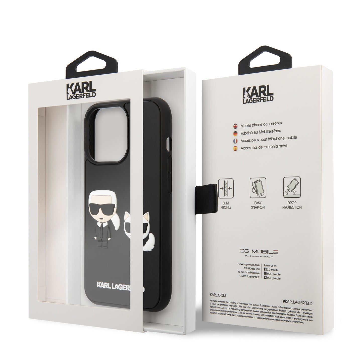 Case Karl Lagerfeld K&C 3D Negra para iPhone 13 Pro | Diseño Exclusivo en Relieve