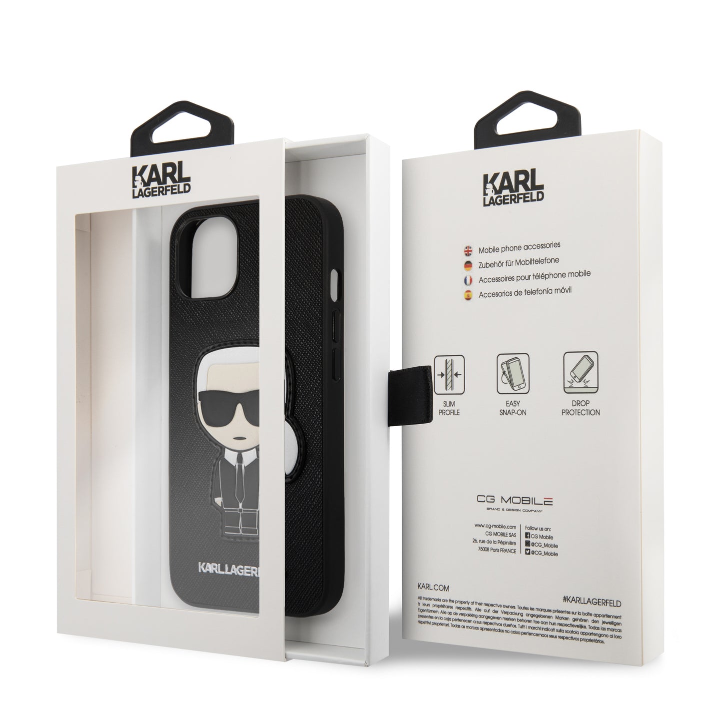Case Karl Lagerfeld Safiano con Parche para iPhone 13 Negra | Estilo y Protección Premium