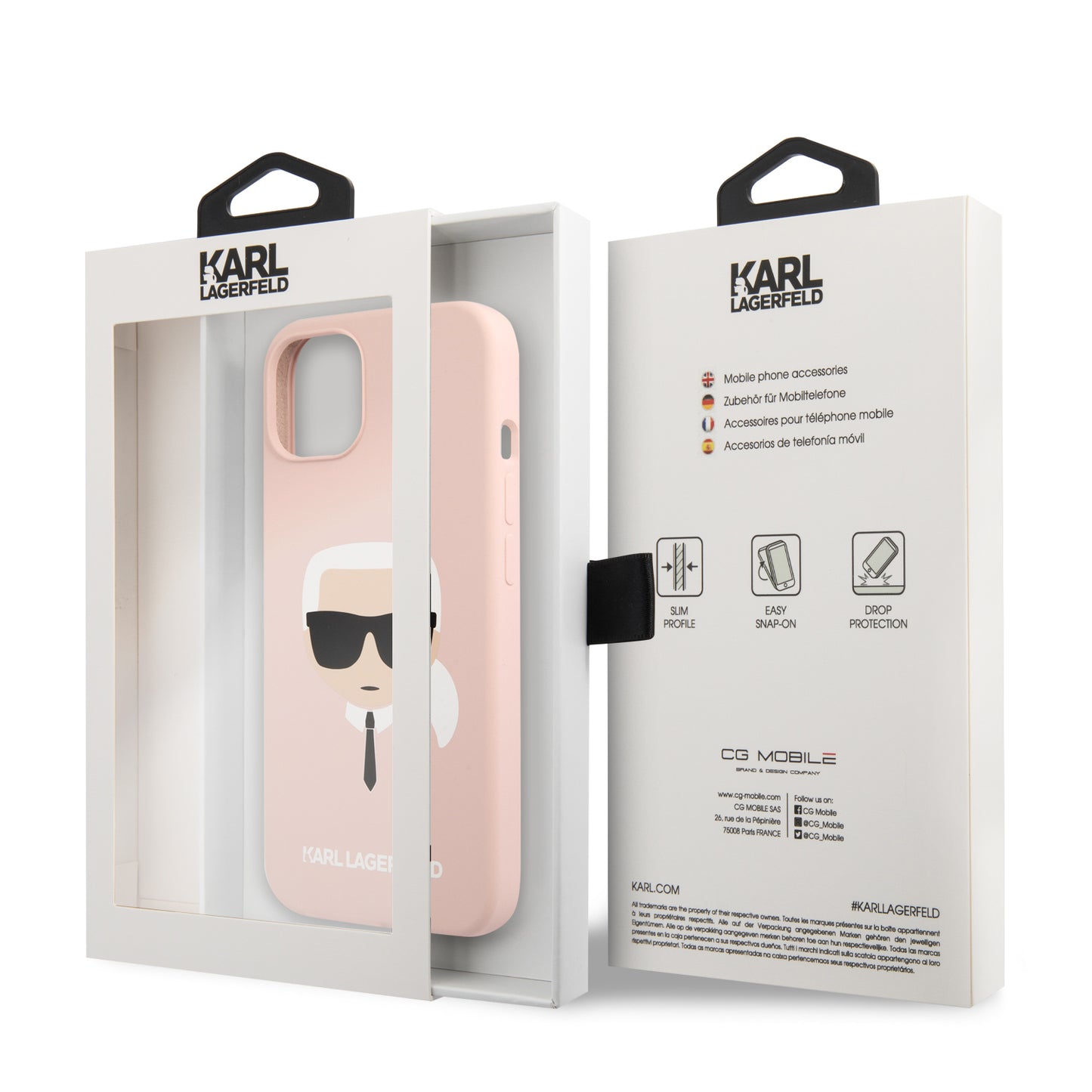 Case Karl Lagerfeld Cabeza Karl Rosa para iPhone 13 | Silicón Original Antigolpes