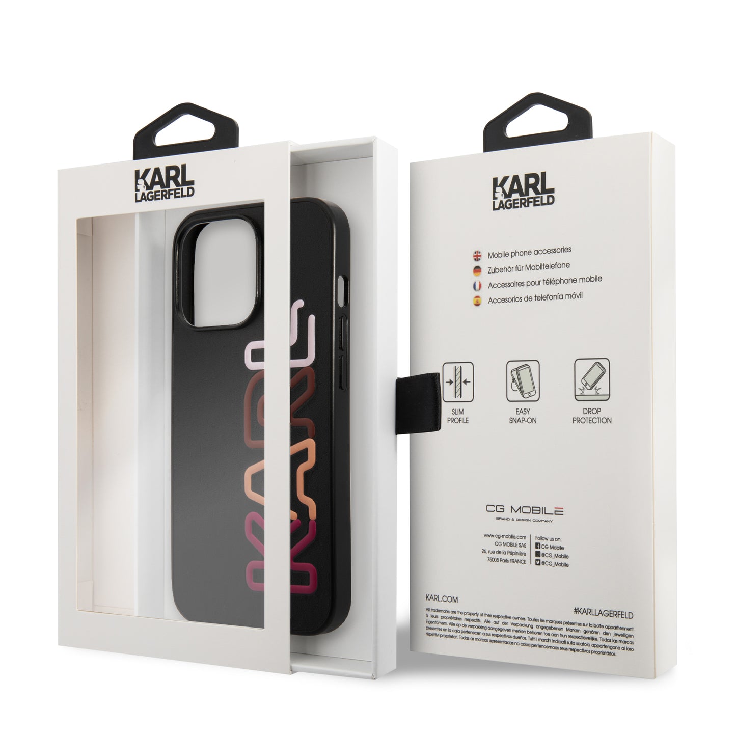Case Karl Lagerfeld PU Nombre para iPhone 13 Pro Max Negra | Elegancia y Estilo