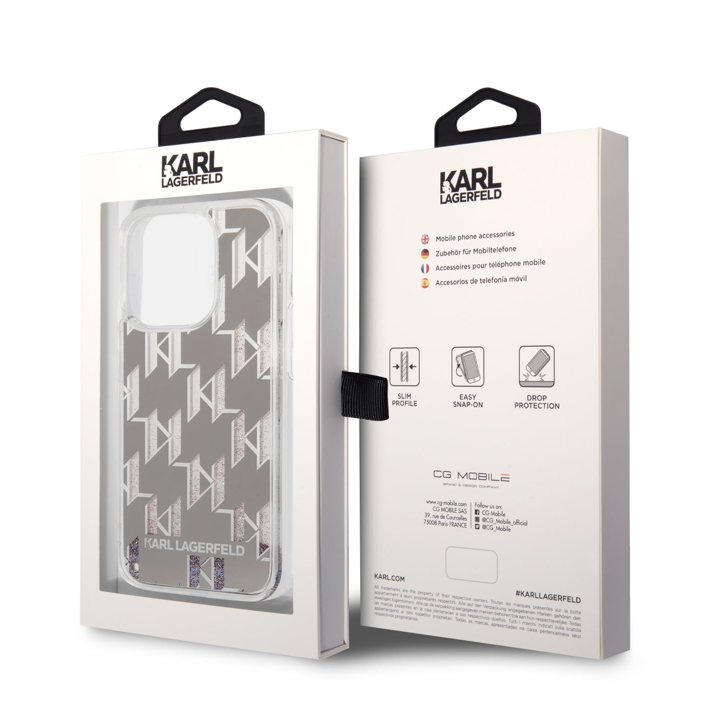 Funda Karl Lagerfeld Monograma Iniciales Plata para iPhone 14 Pro