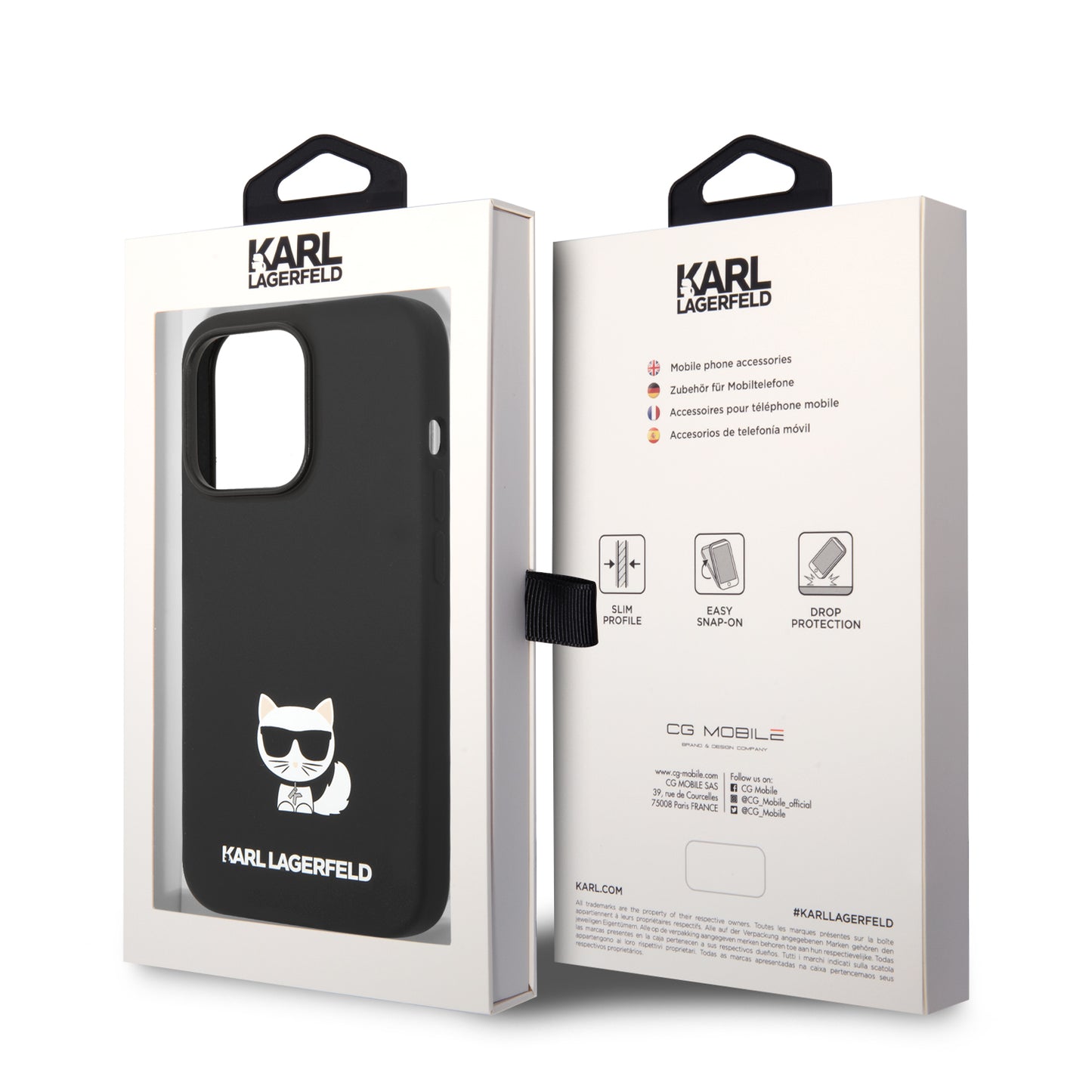 Case Karl Lagerfeld Choupette Negra para iPhone 14 Pro Max | Silicón Premium y Diseño Exclusivo