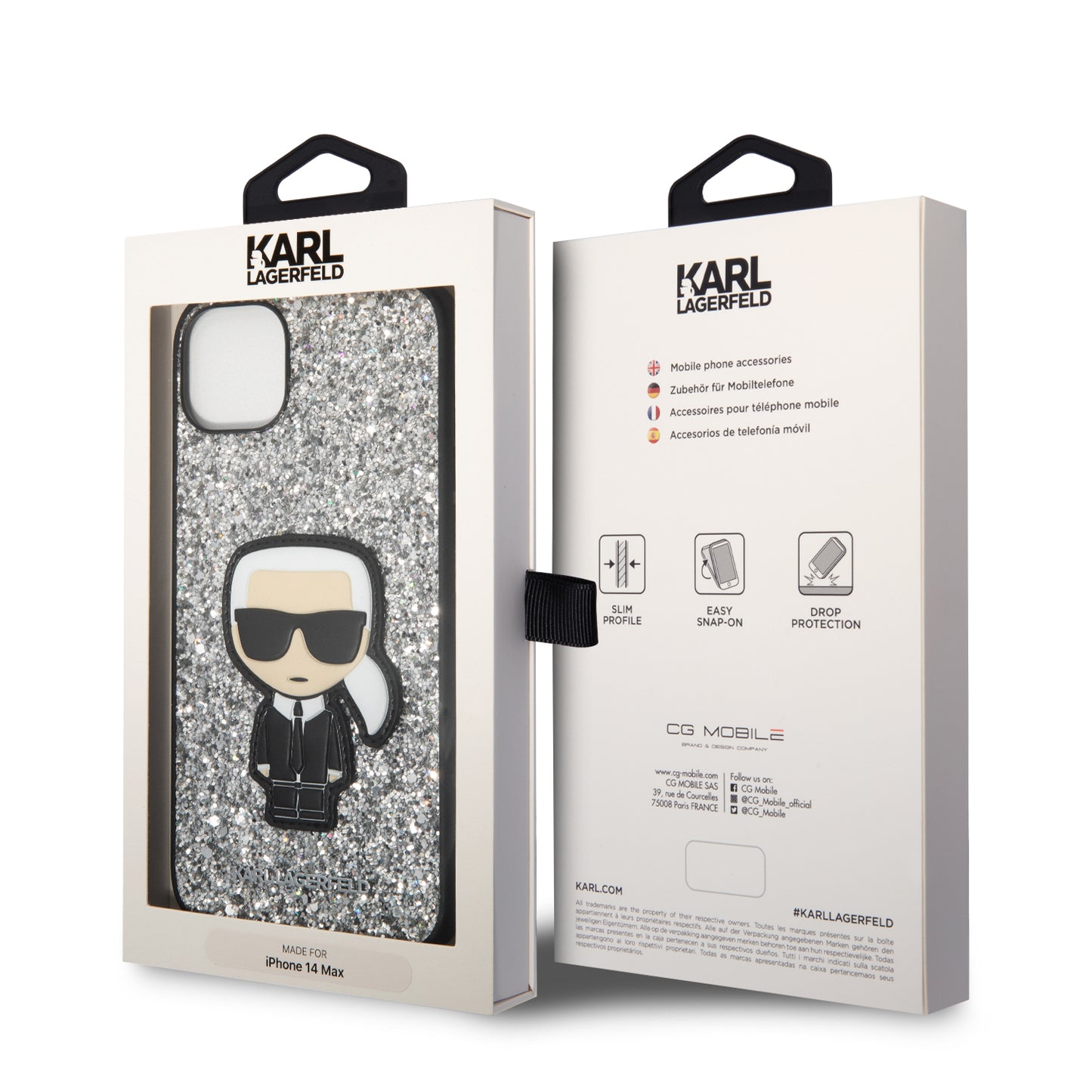 Funda Karl Lagerfeld con Brillos Plata – iPhone 14 Plus
