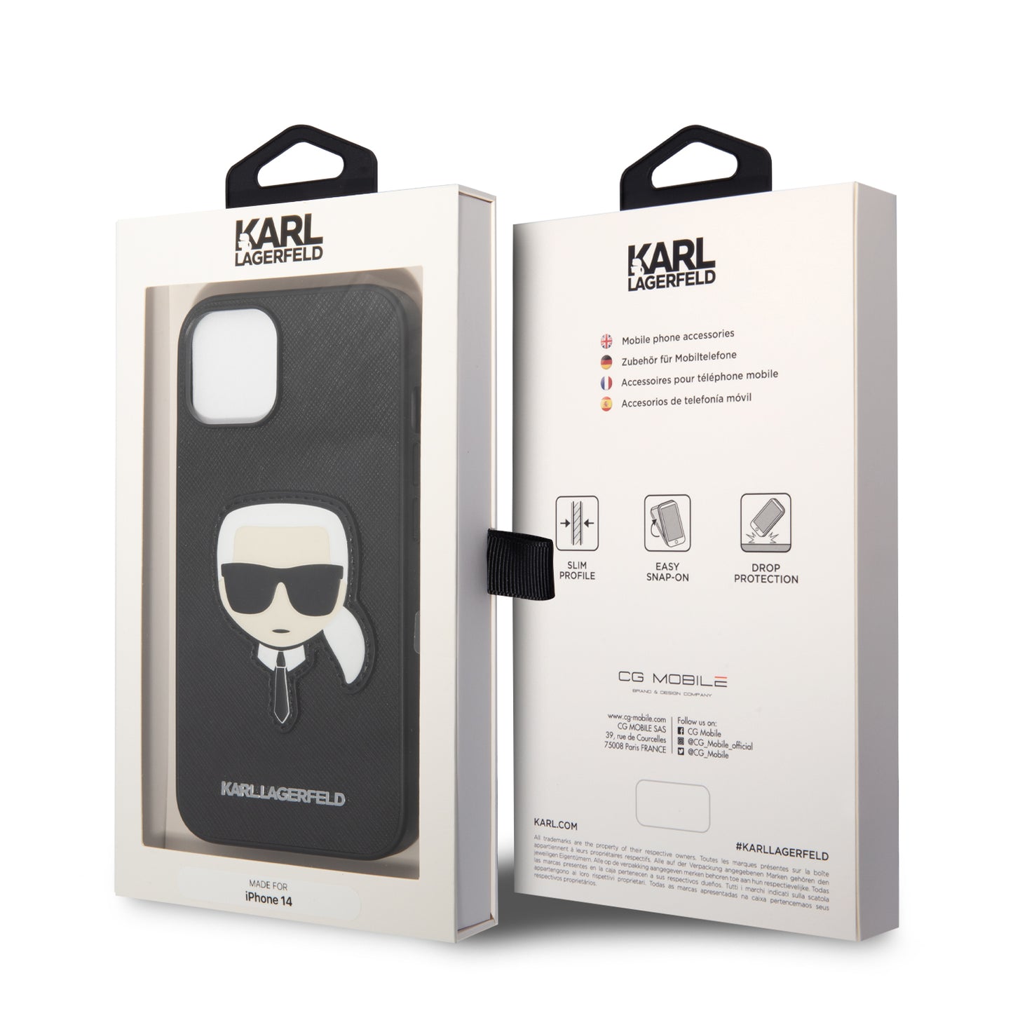 Funda Karl Lagerfeld Safiano Cara Karl para iPhone 14 - Negra