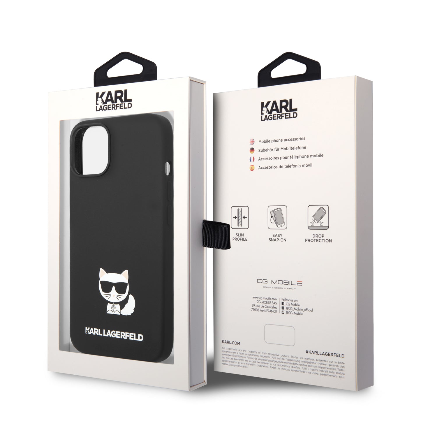 Funda Karl Lagerfeld Silicón Choupette para iPhone 14 - Negra