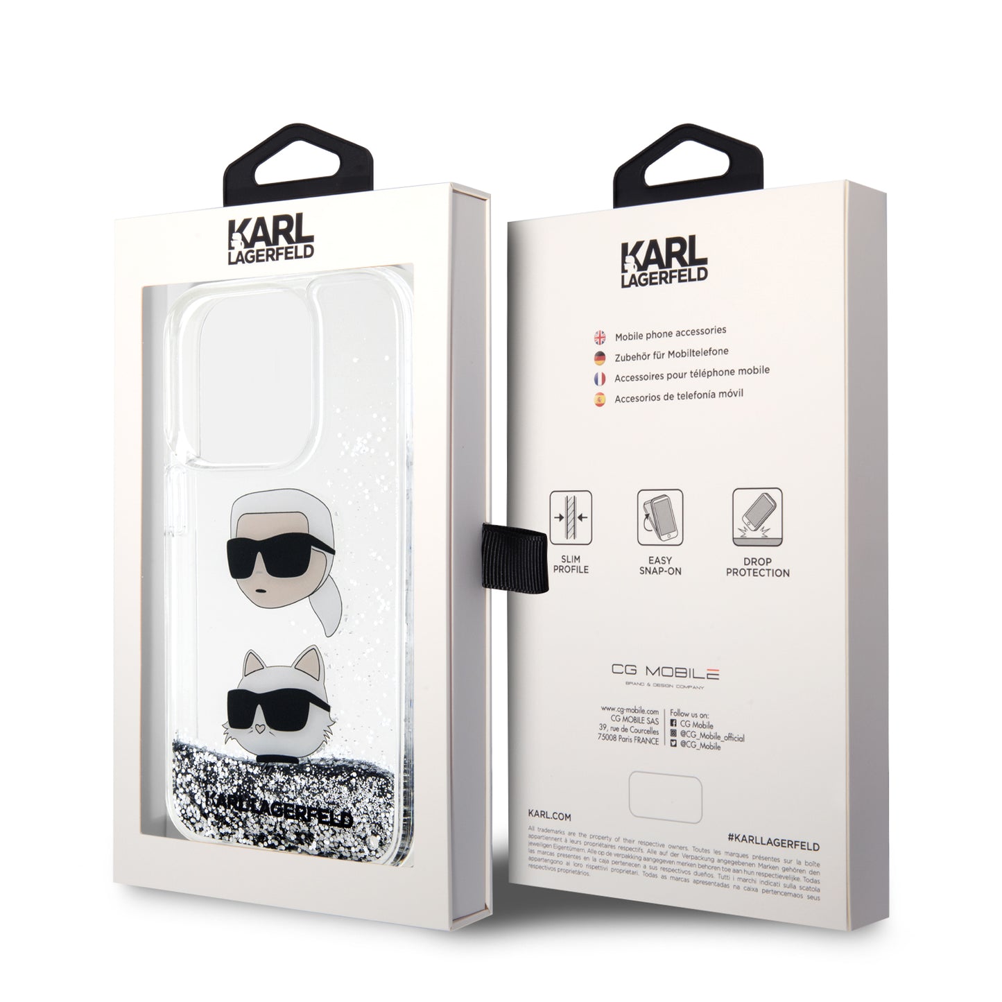 Funda Karl Lagerfeld Brillos Líquido Plata para iPhone 15 Pro – Estilo y Protección Premium