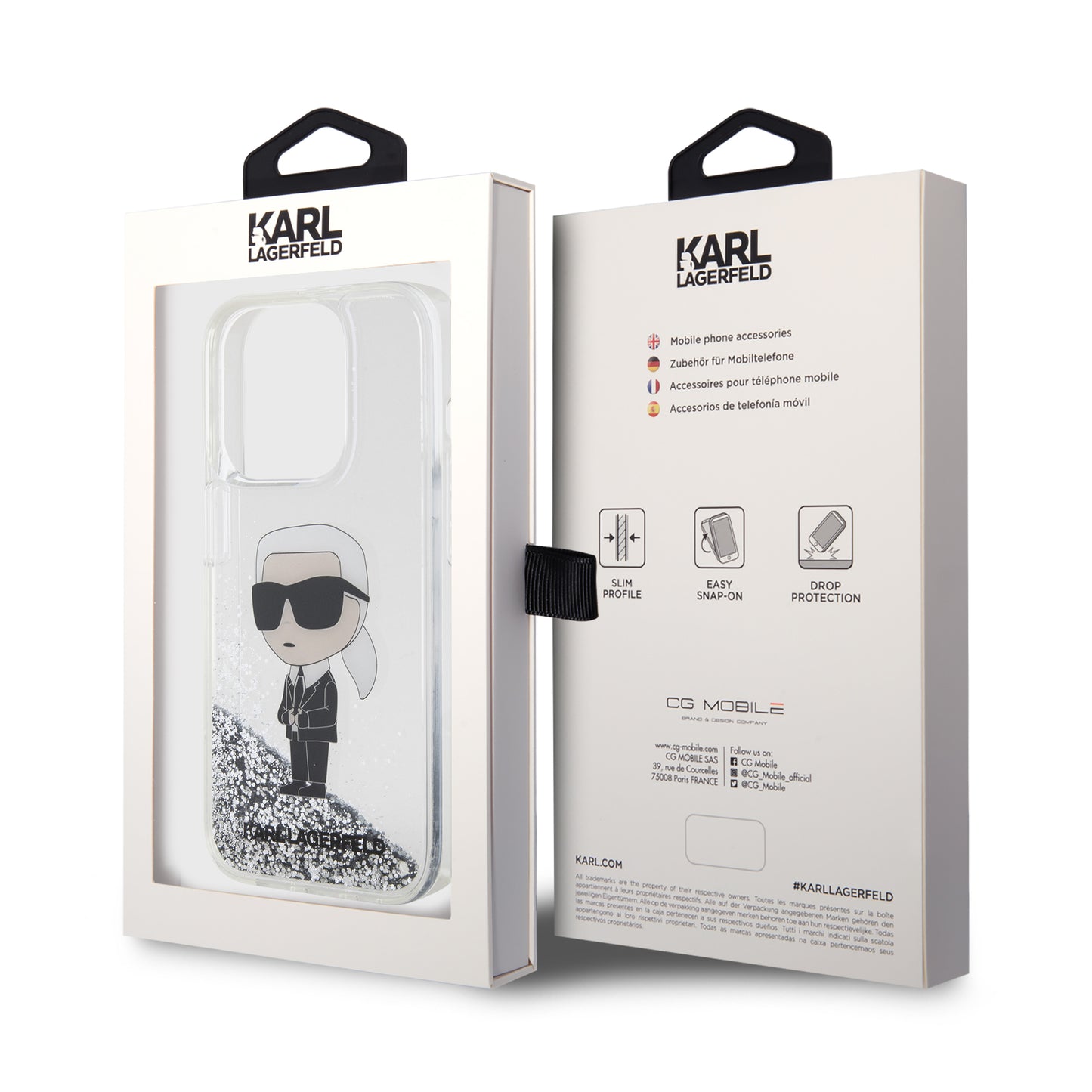 Case Karl Brillos Líquido Plata para iPhone 15 Pro – Protección y Estilo Premium