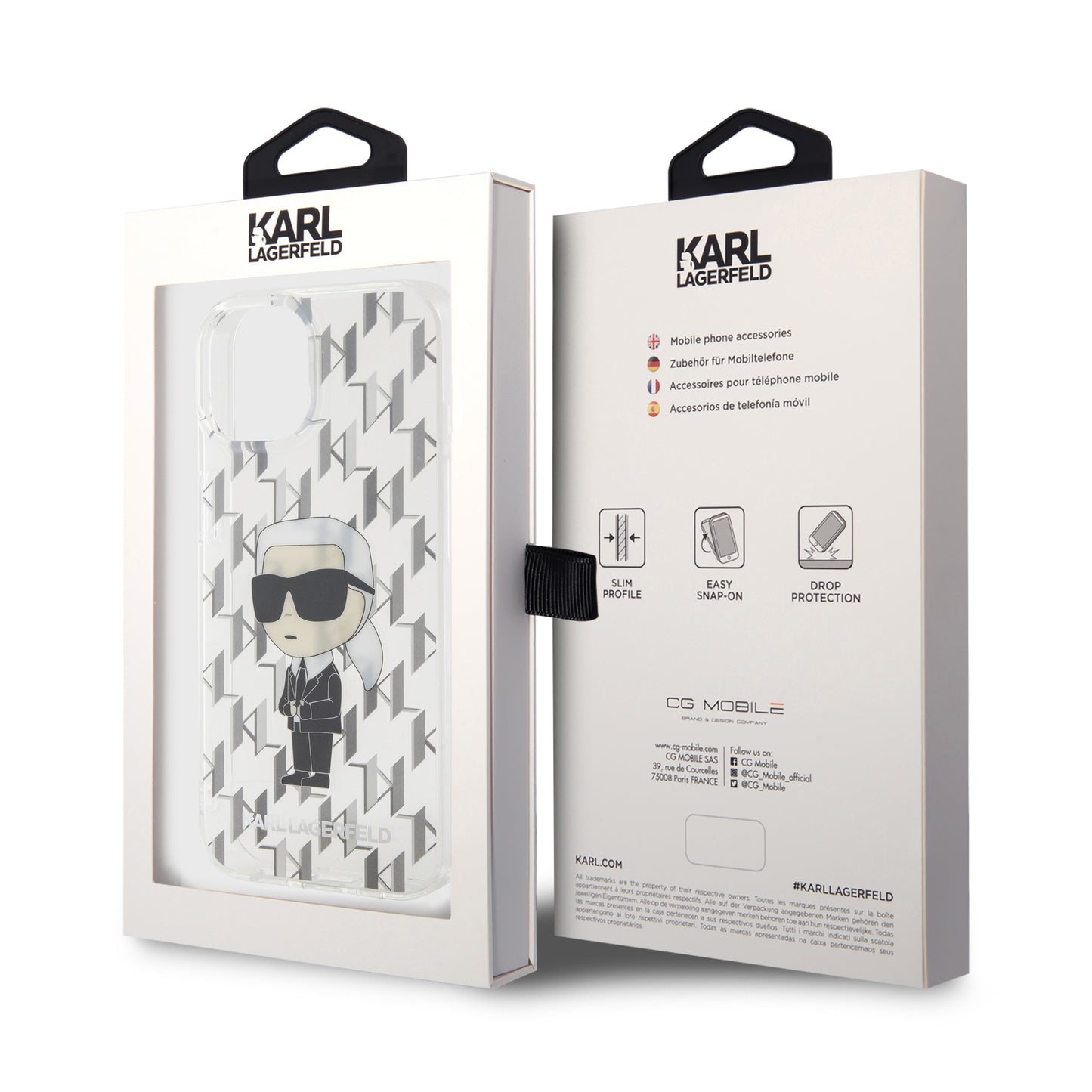 Case Karl Lagerfeld Monograma Transparente para iPhone 15 – Estilo y Protección Premium