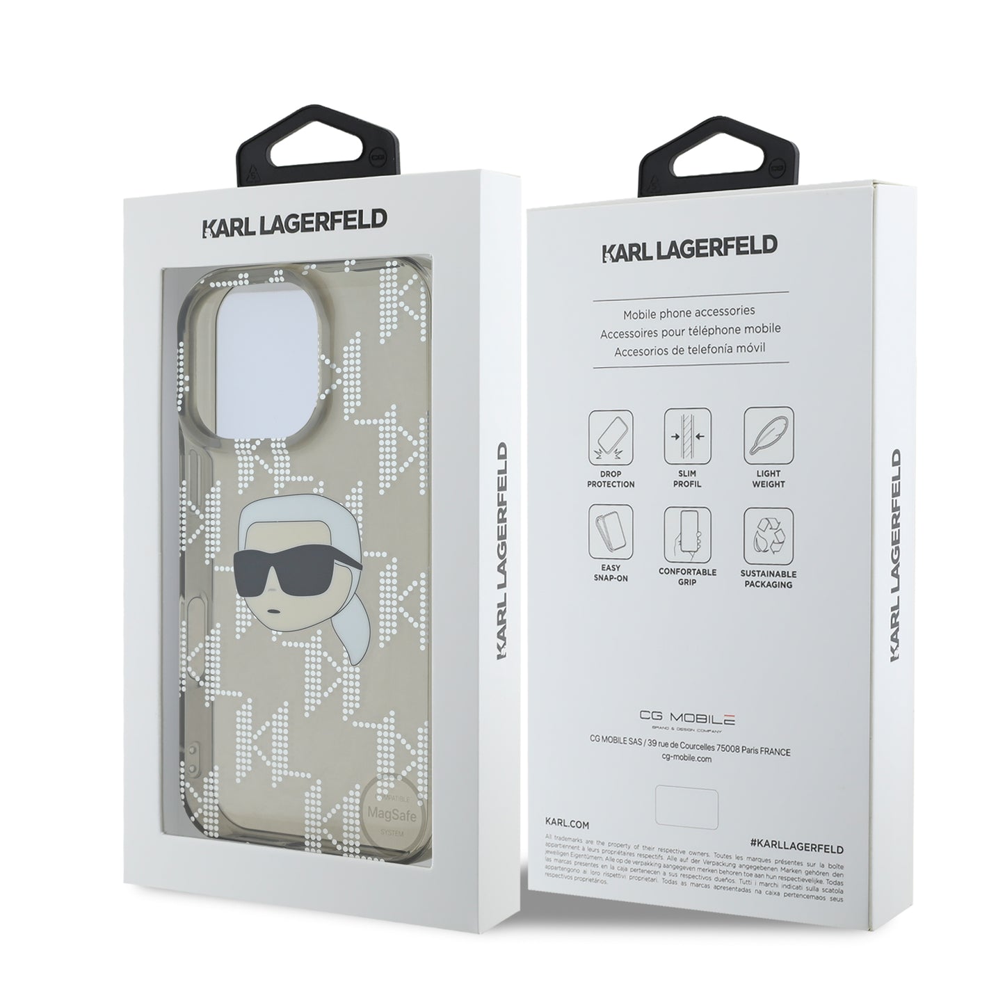 Case Karl Monograma Cara Karl para iPhone 16 Pro - Diseño Elegante Negro