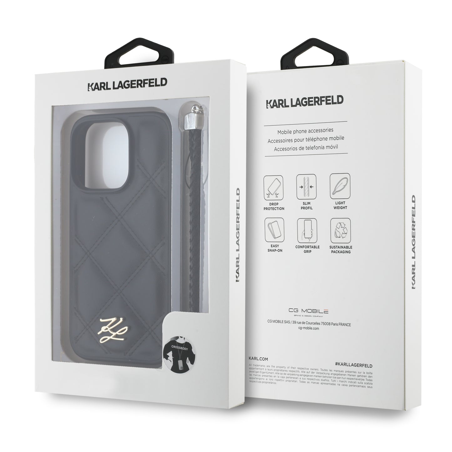 Case Karl Lagerfeld Acolchada Inicial Negra iPhone 16 Pro – Estilo y Protección Premium