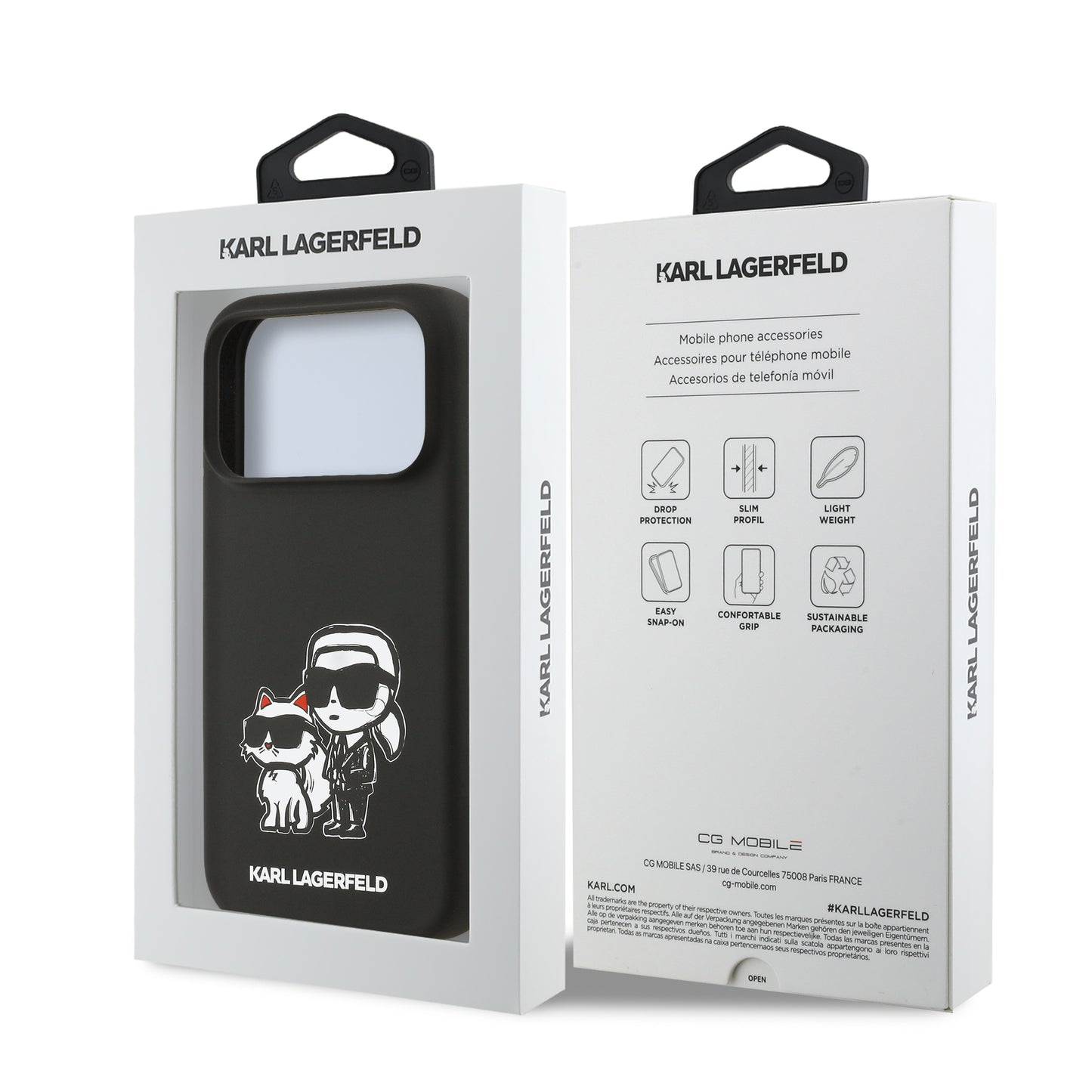Funda Karl Lagerfeld MagSafe de Silicón con Sketch de Karl & Choupette para iPhone 17 Pro - Negro | Case Original