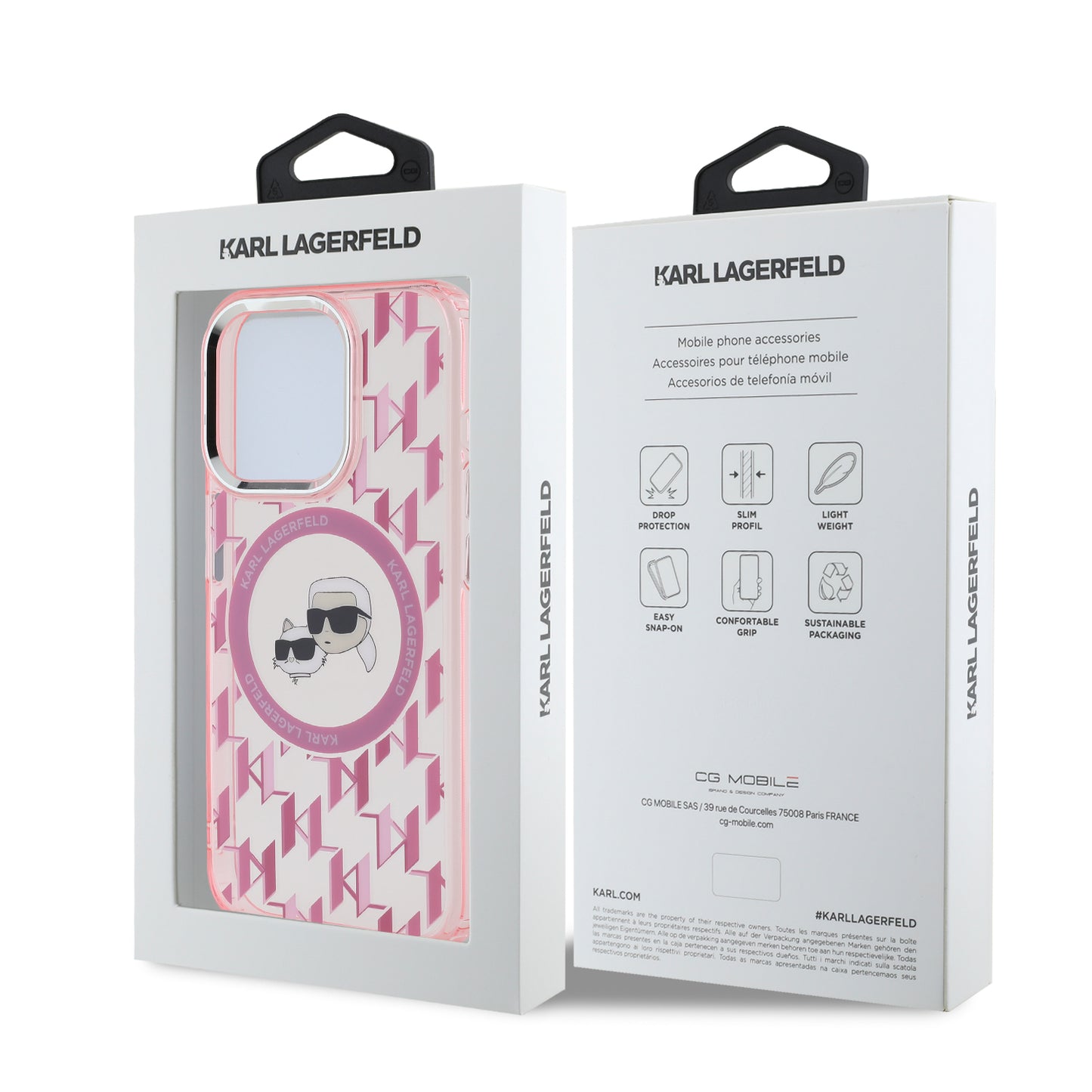 Funda Karl Lagerfeld Monograma K&C Rosa MagSafe para iPhone 15 Pro – Estilo y Protección Premium