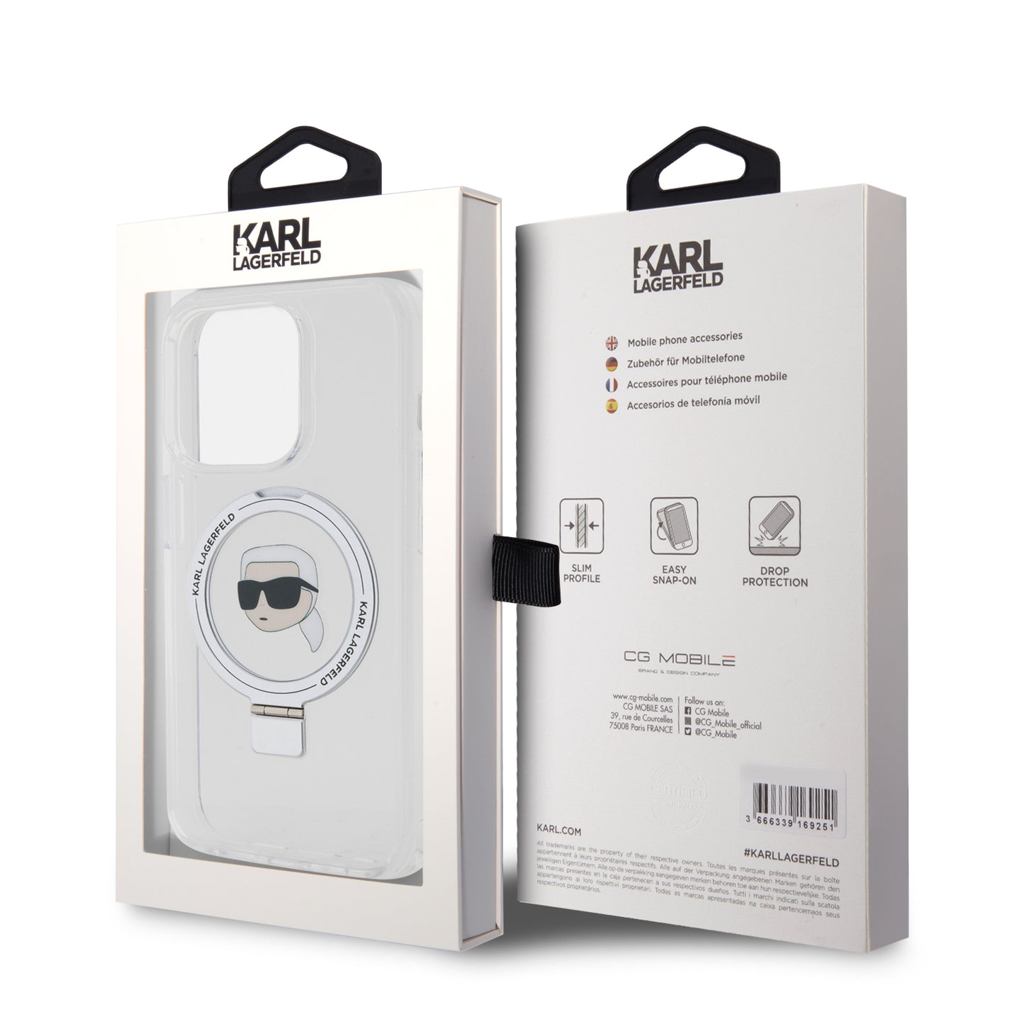 Case Karl Lagerfeld RingStand Transparente para iPhone 15 Pro – Elegancia con Soporte Integrado