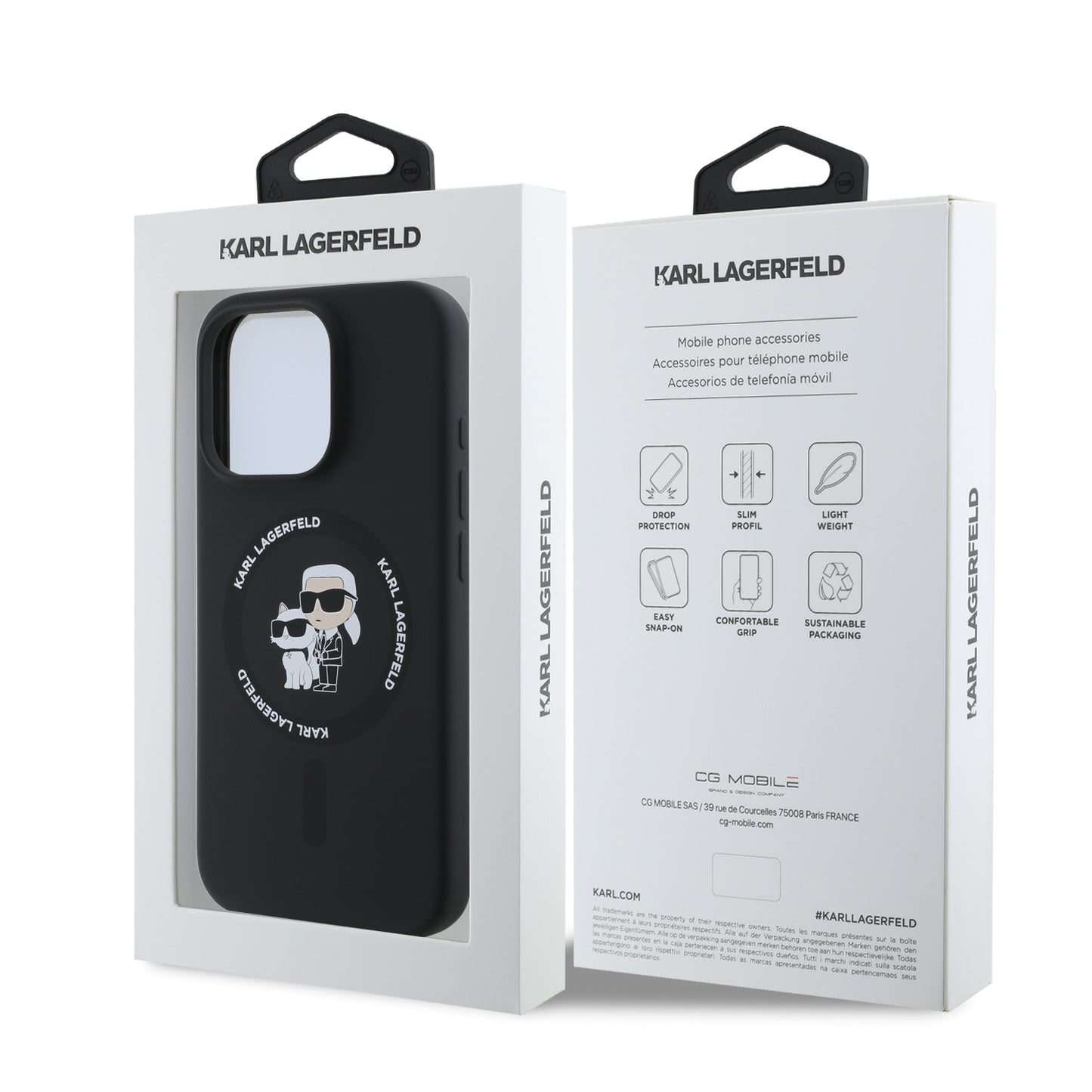 Funda Karl Lagerfeld Silicone con Anillo para iPhone 16 Pro Max Negra | Original