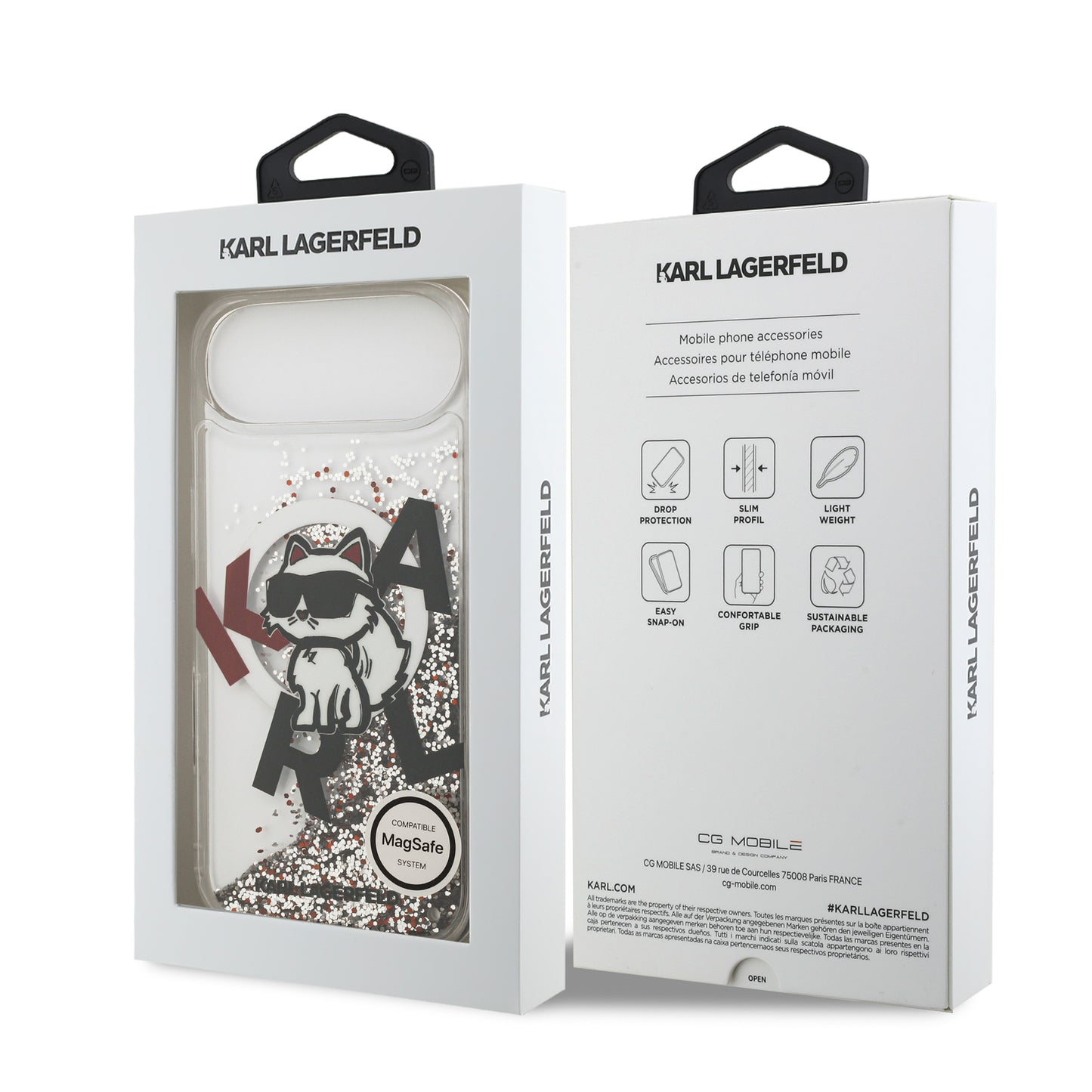 Funda Karl Lagerfeld MagSafe con Glitter Líquido y Choupette para iPhone 17 Air - Transparente | Case Original