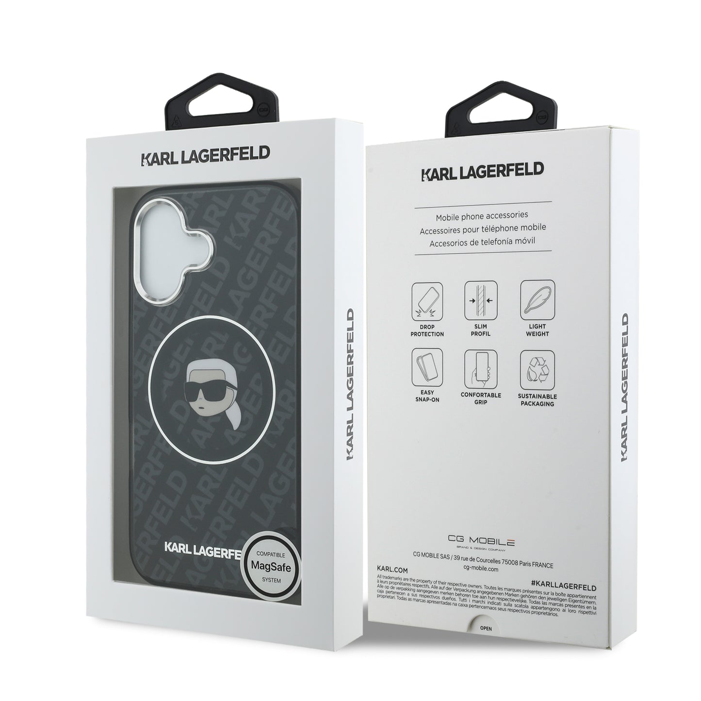 Funda Karl Lagerfeld MagSafe con Logo KL Head para iPhone 17 - Negro | Case Original de Lujo