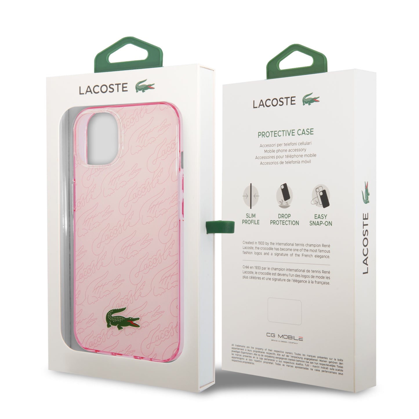 Case/Funda Lacoste Diseño Double Dyed Checker Color Light Pink para iPhone 14 Plus