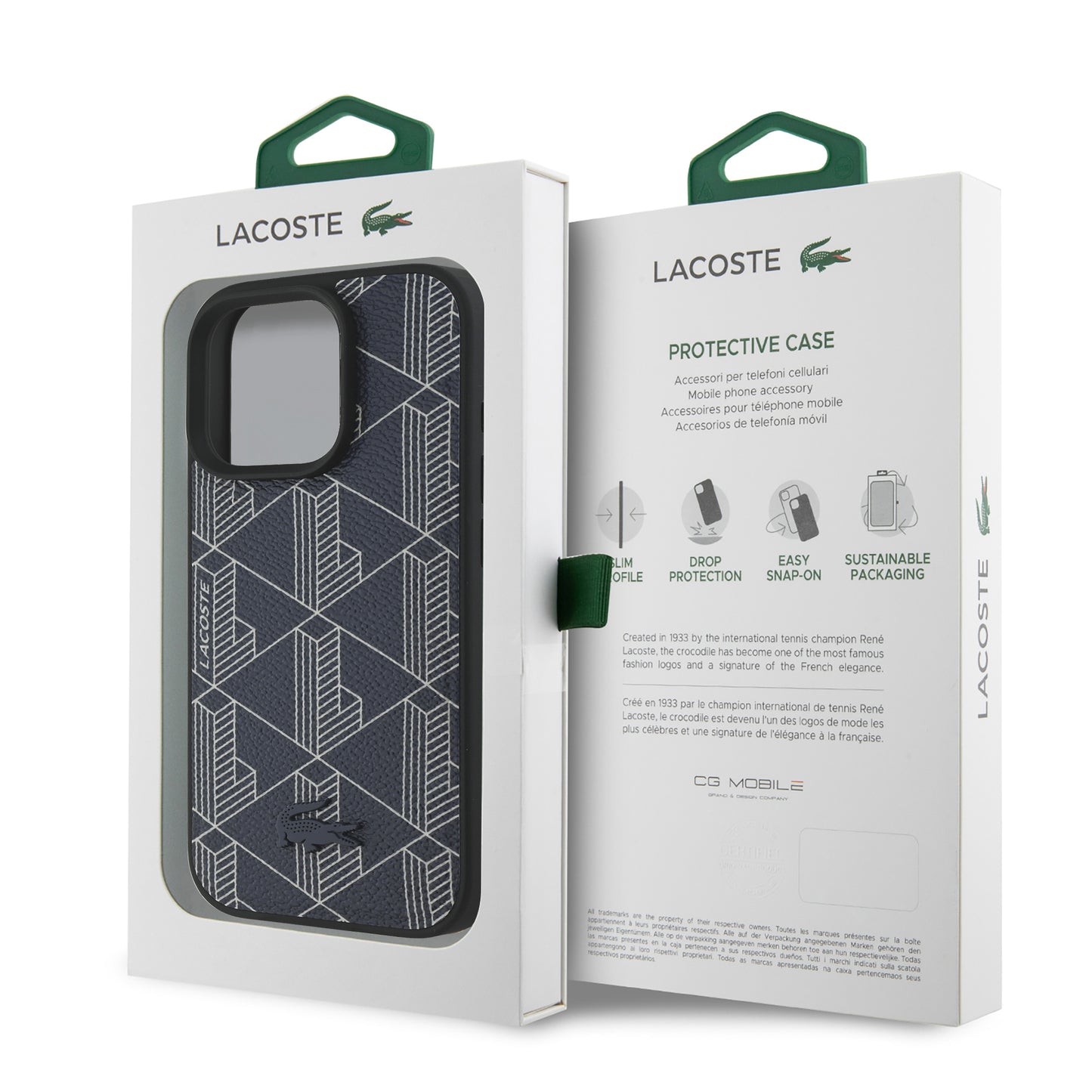 Case Lacoste Monograma iPhone 16 Pro Max Azul | Estilo y Protección Premium