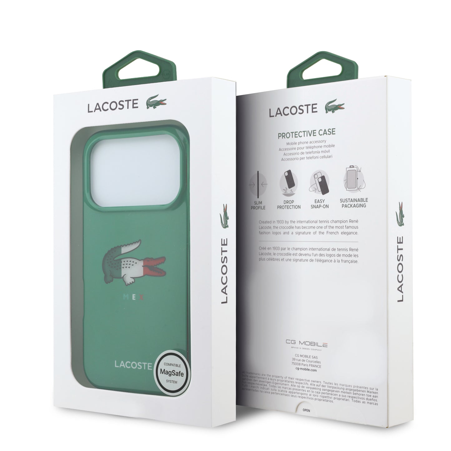 Funda Lacoste MagSafe Verde con Diseño Tricolor para iPhone 17 Pro | Case Original de Lujo