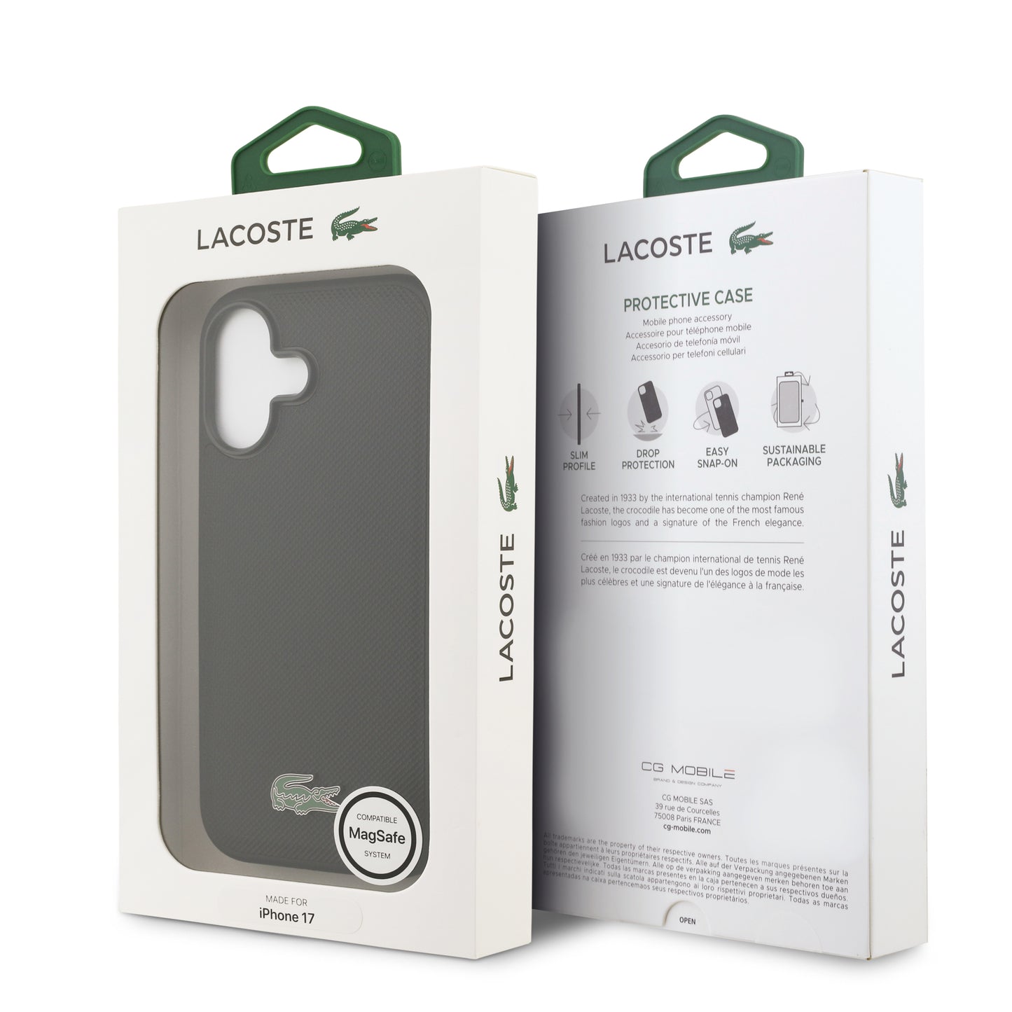 Case Lacoste Iconic Petit Piqué Negro para iPhone 17 – Funda Rígida MagSafe con Logo Lacoste Lacado