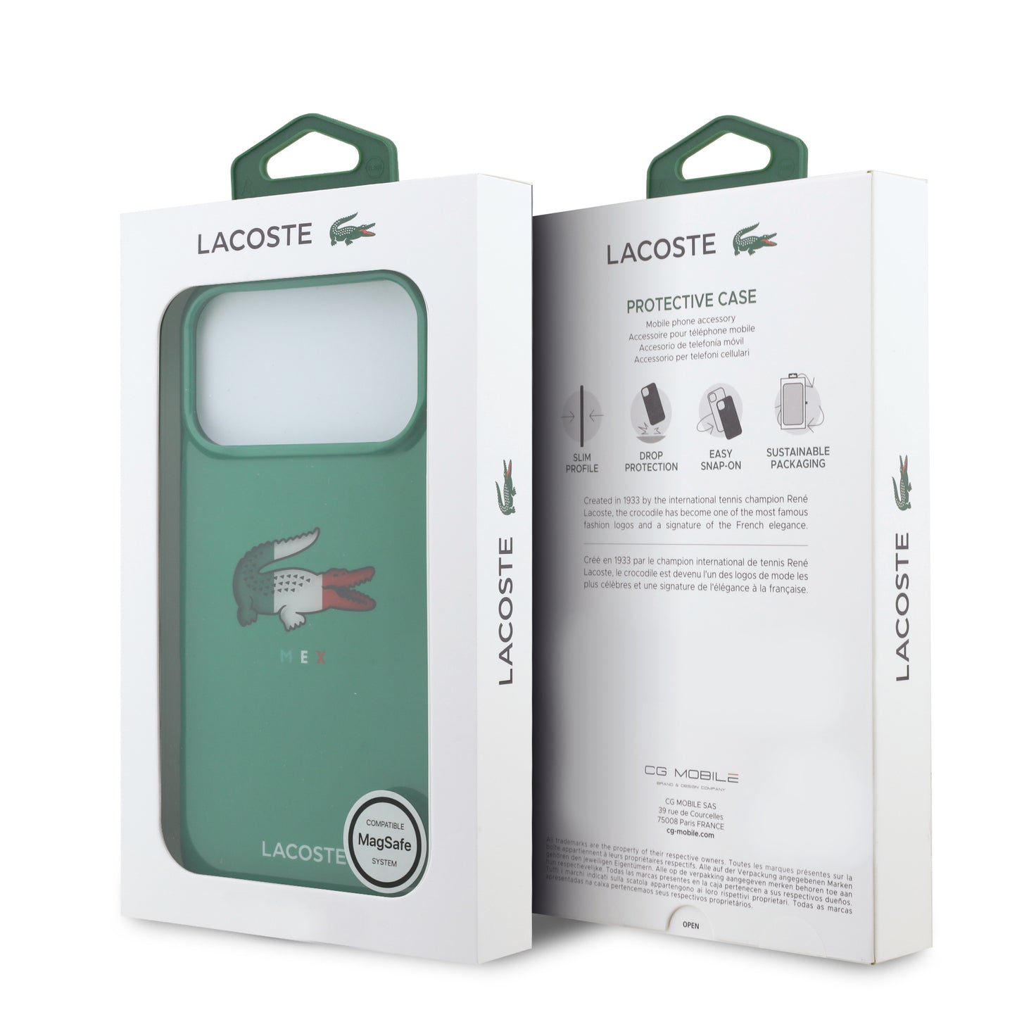Funda Lacoste MagSafe Verde con Diseño Tricolor para iPhone 17 Pro Max | Case Original de Lujo