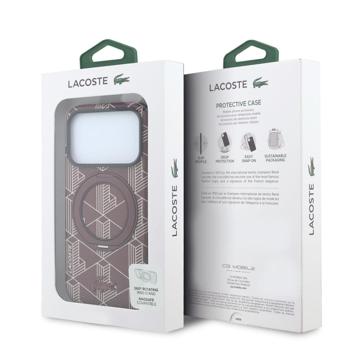 Funda Lacoste Original iPhone 18 Pro Soporte Vino