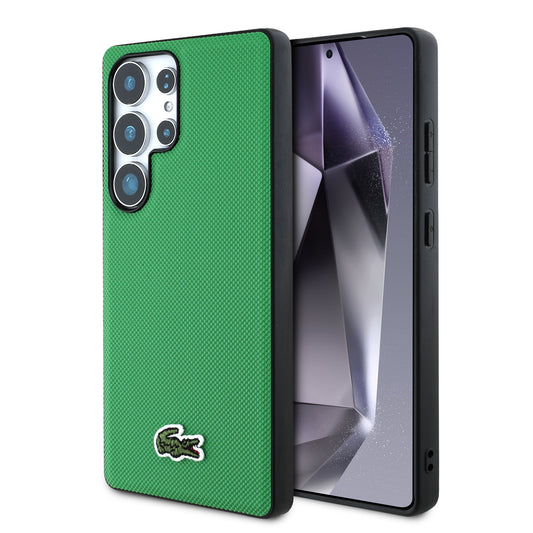 Case Lacoste Logo Bordado Verde Samsung S25 Ultra – Estilo Premium y Protección Total
