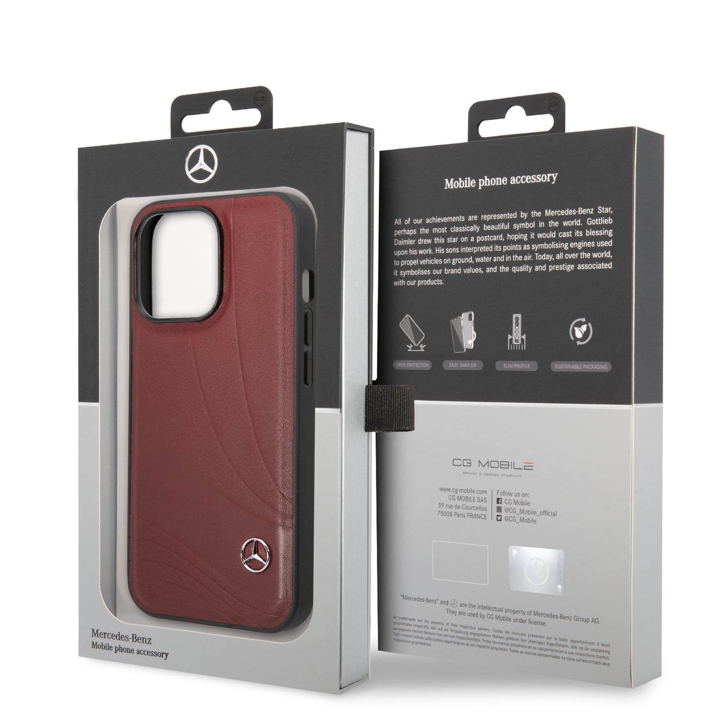 Case/Funda Mercedes Benz de Piel Estampada para iPhone 14 Pro