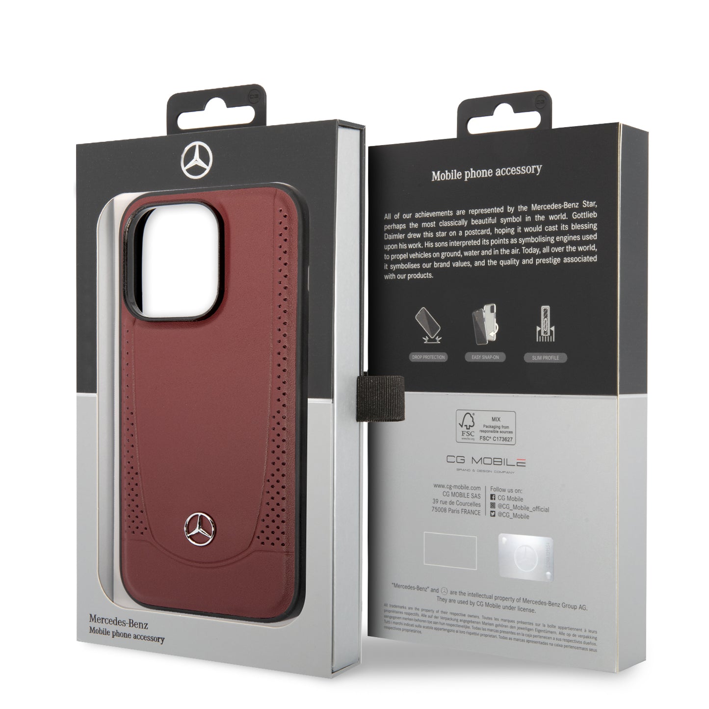 Funda Mercedes-Benz de Piel con Costura en U Negra para iPhone 14 Pro | Original