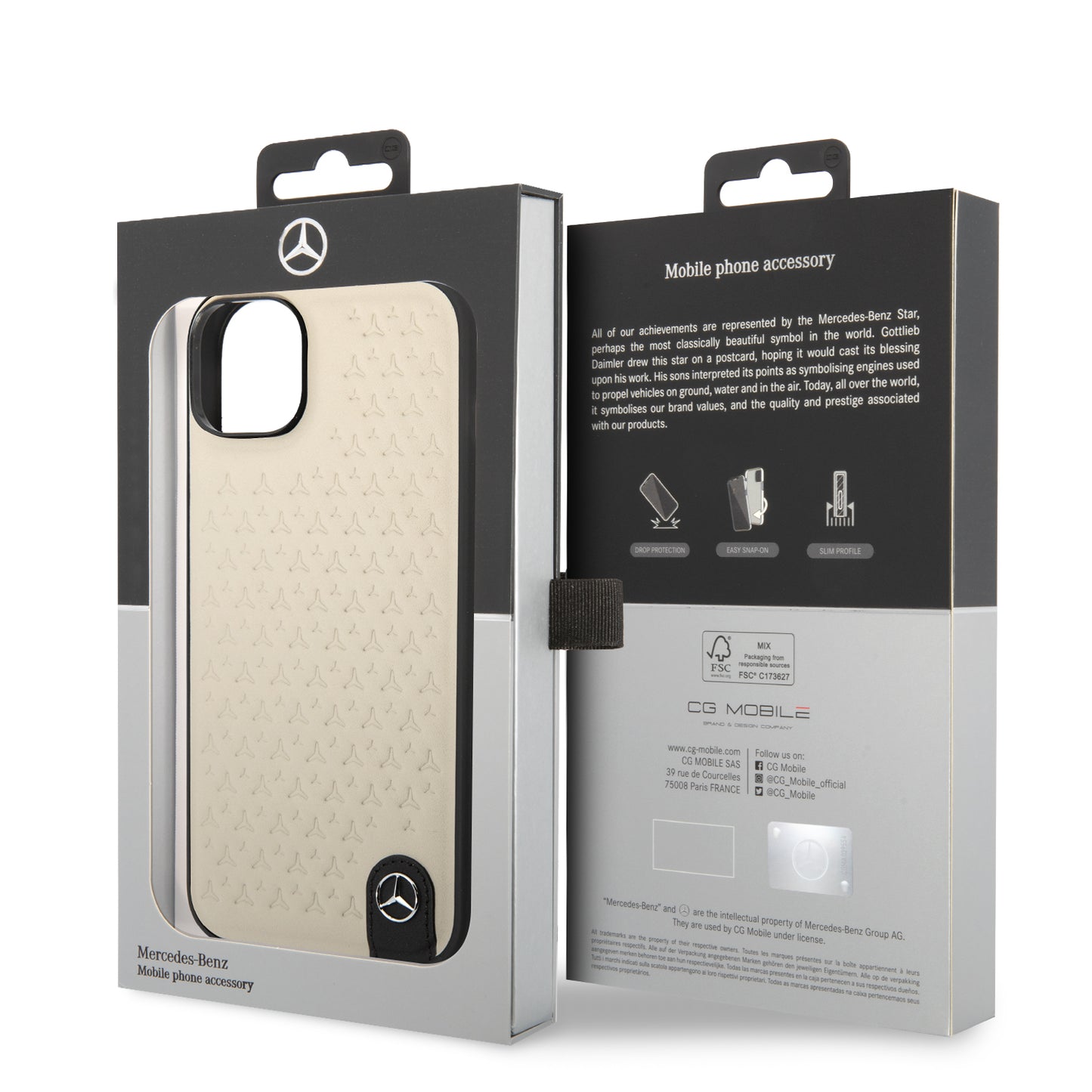 Funda Mercedes-Benz de Piel con Estrellas para iPhone 14 Plus Beige | Original