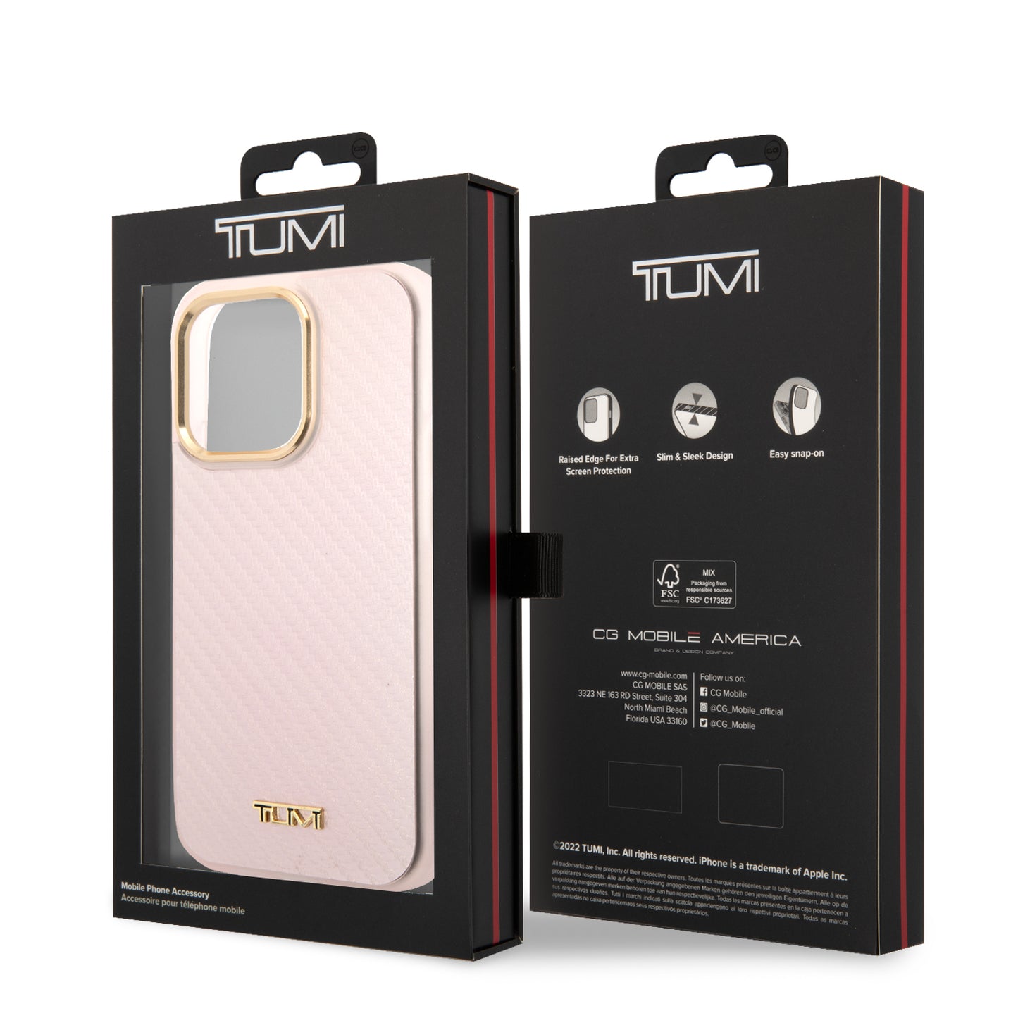 Case/Funda Tumi Aluminio y Fibra de Carbono Color Rosa para iPhone 14 Pro