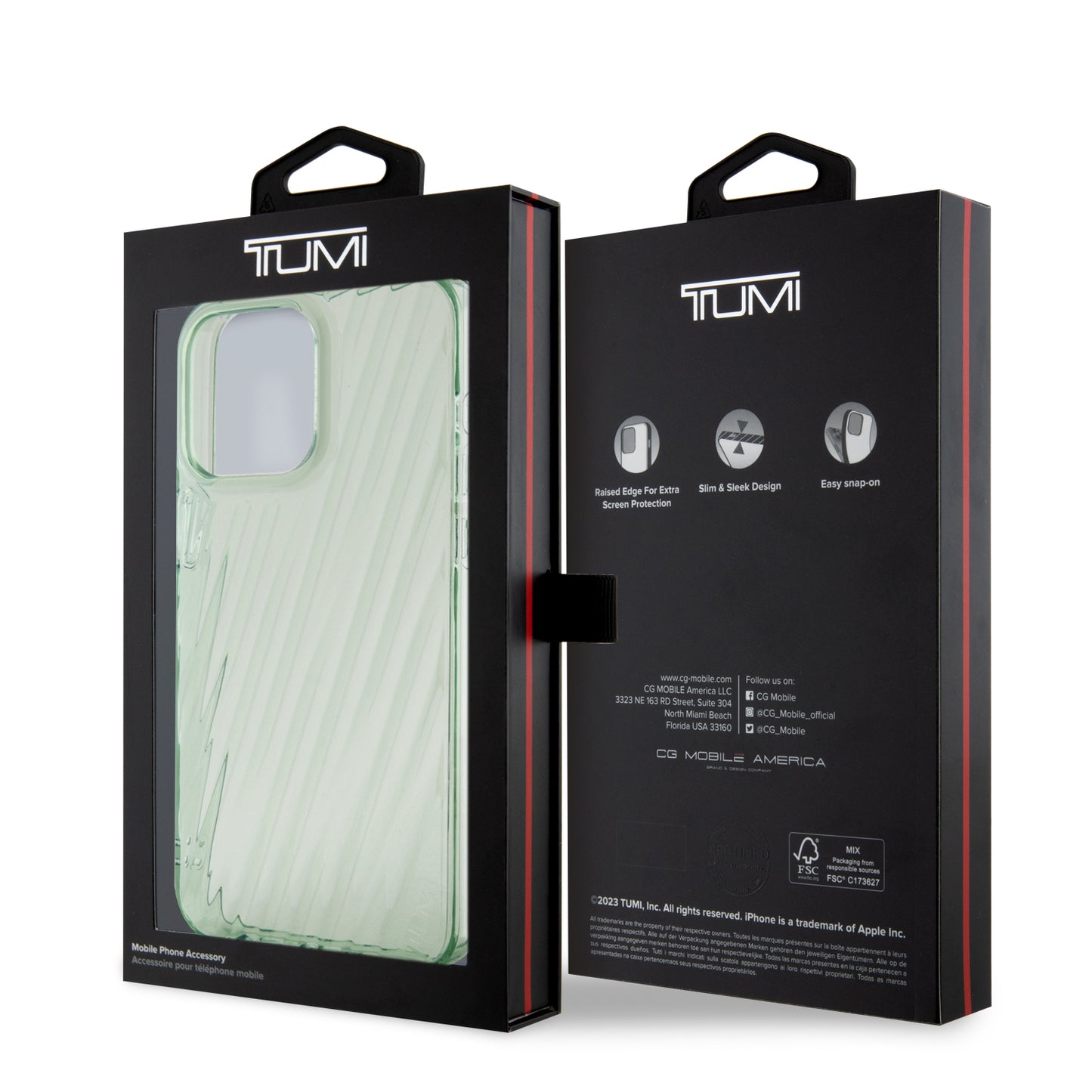 Case TUMI Bordes Verdes para iPhone 15 Pro Max – Funda Premium Resistente y Elegante