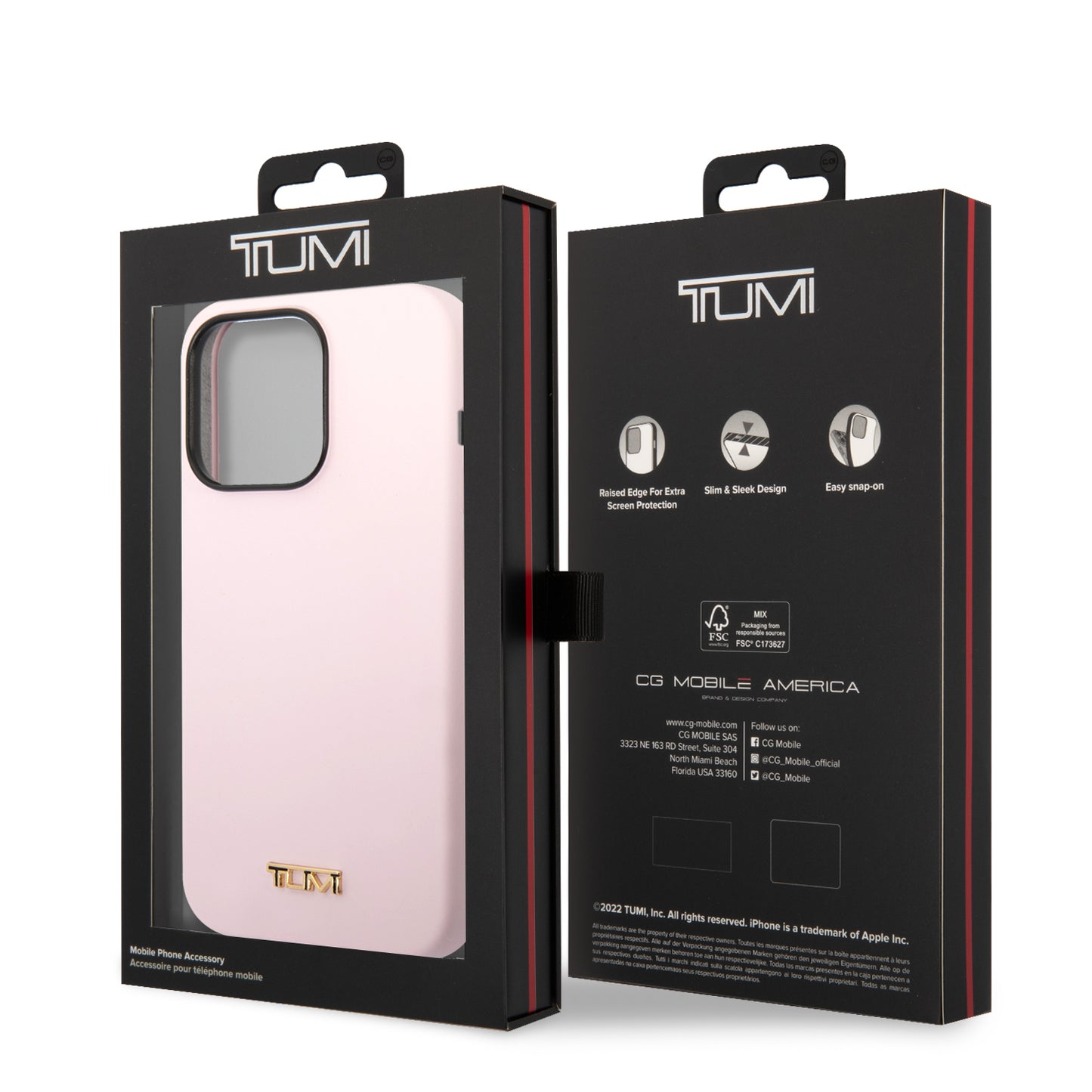 Funda TUMI Rosa iPhone 14 Pro | Silicón con Logo Metálico y MagSafe